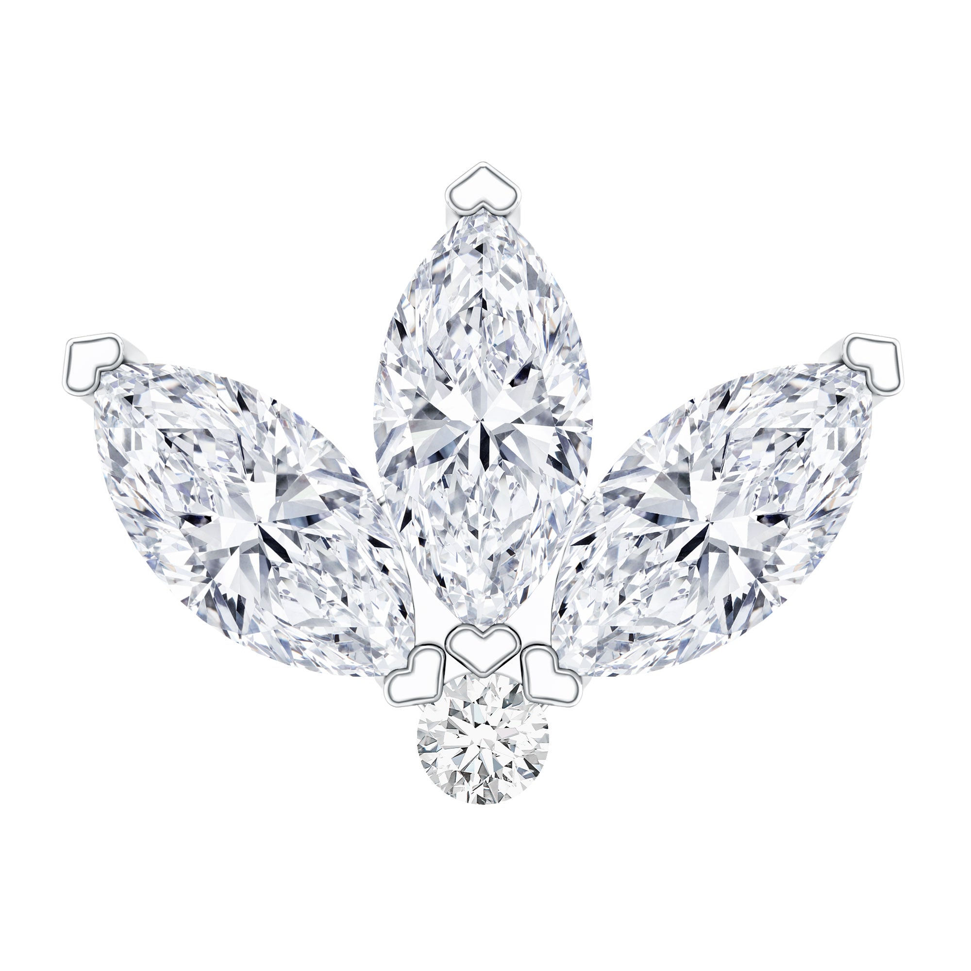 Marquise Moissanite Lotus Flower Helix Earring