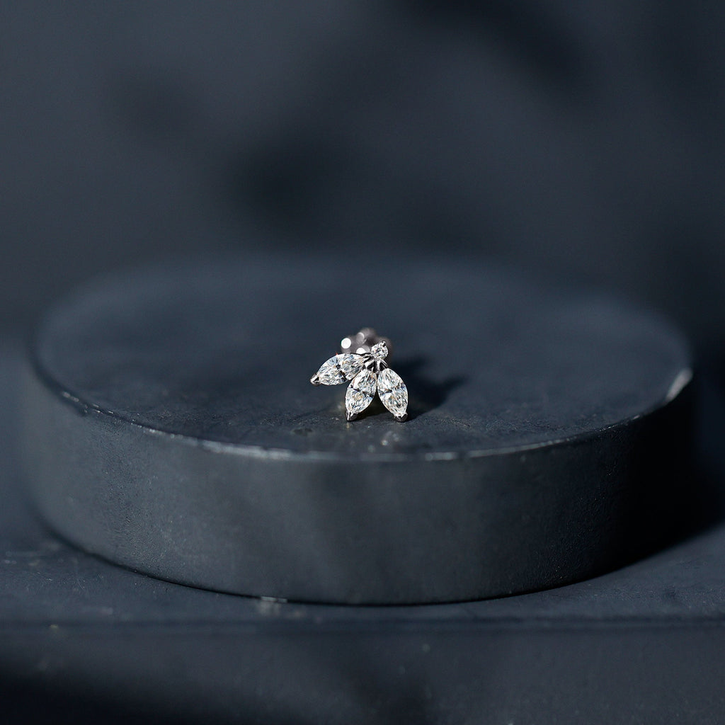 Marquise Moissanite Lotus Flower Helix Earring