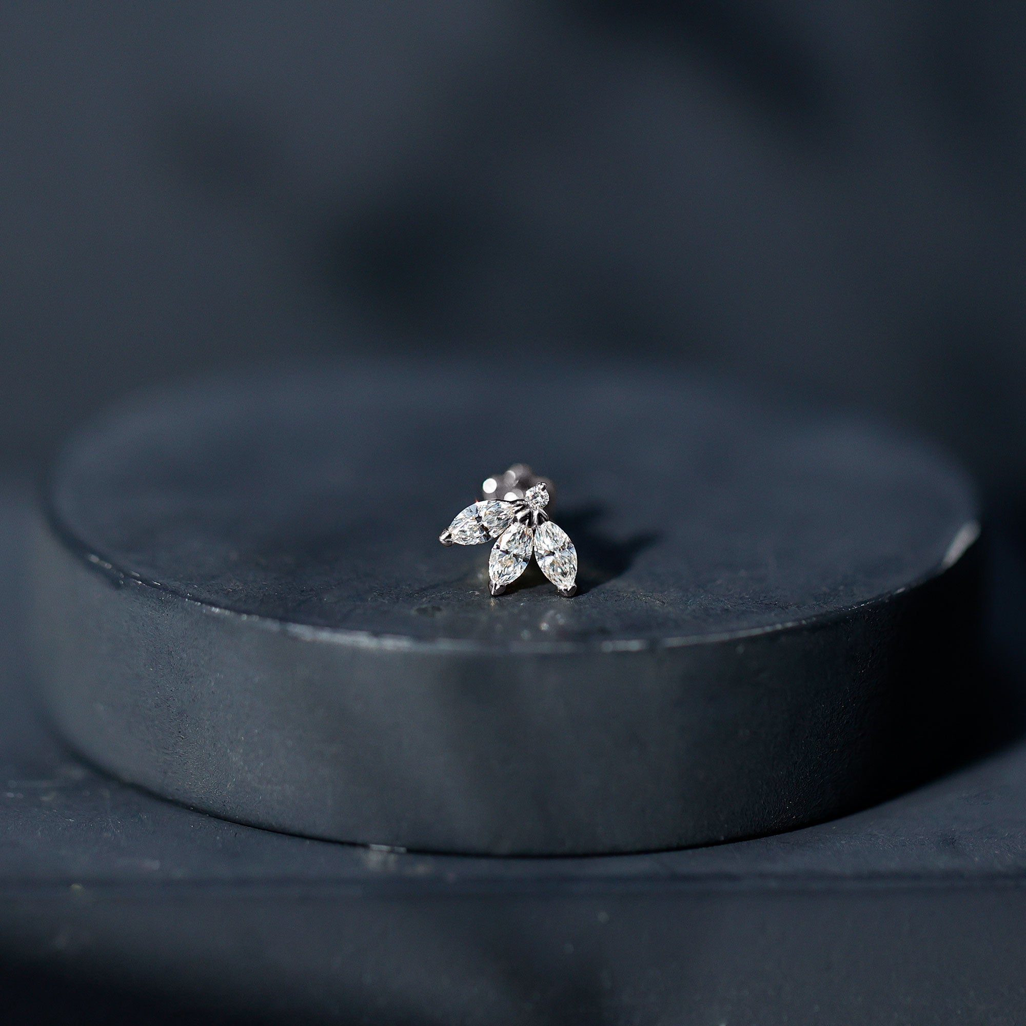 Marquise Moissanite Lotus Flower Helix Earring