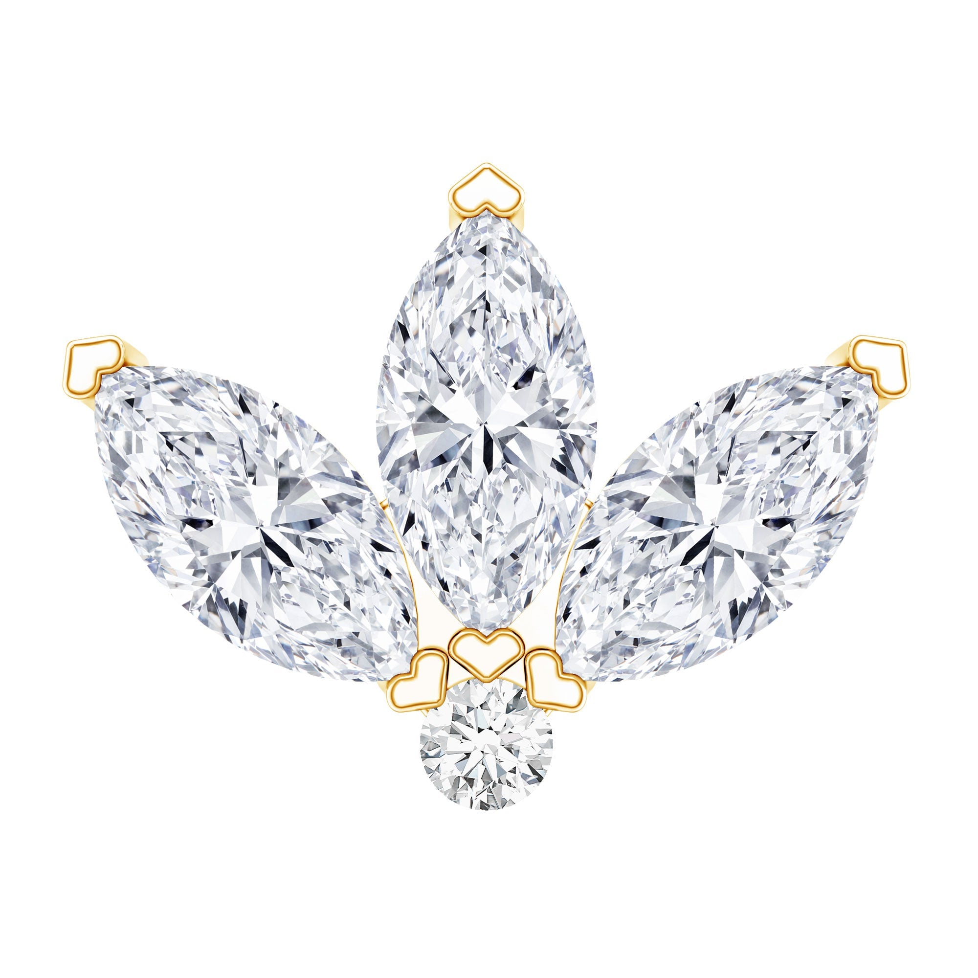Marquise Moissanite Lotus Flower Helix Earring