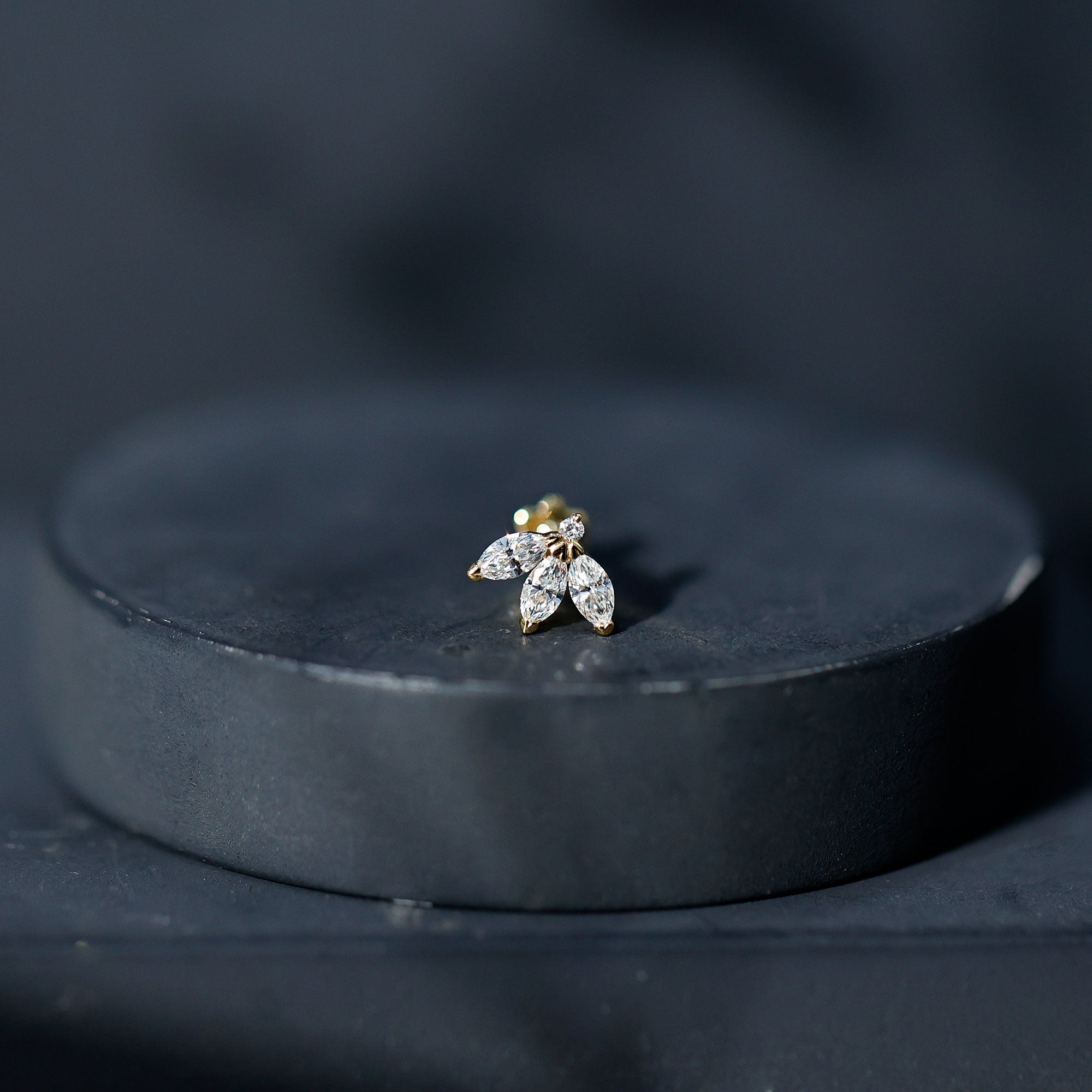 Marquise Moissanite Lotus Flower Helix Earring