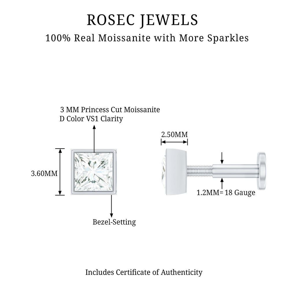 Princess Cut Moissanite Solitaire Conch Earring