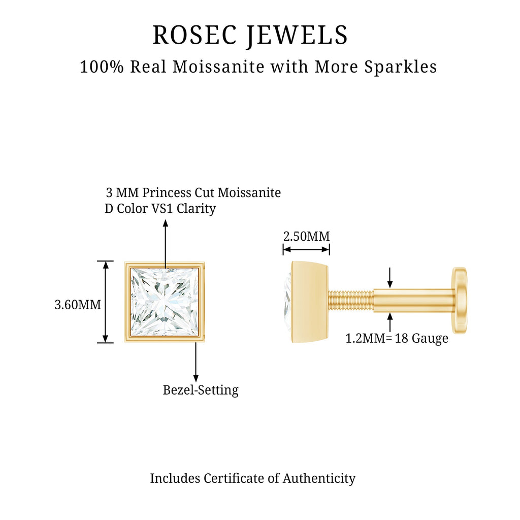 Princess Cut Moissanite Solitaire Conch Earring