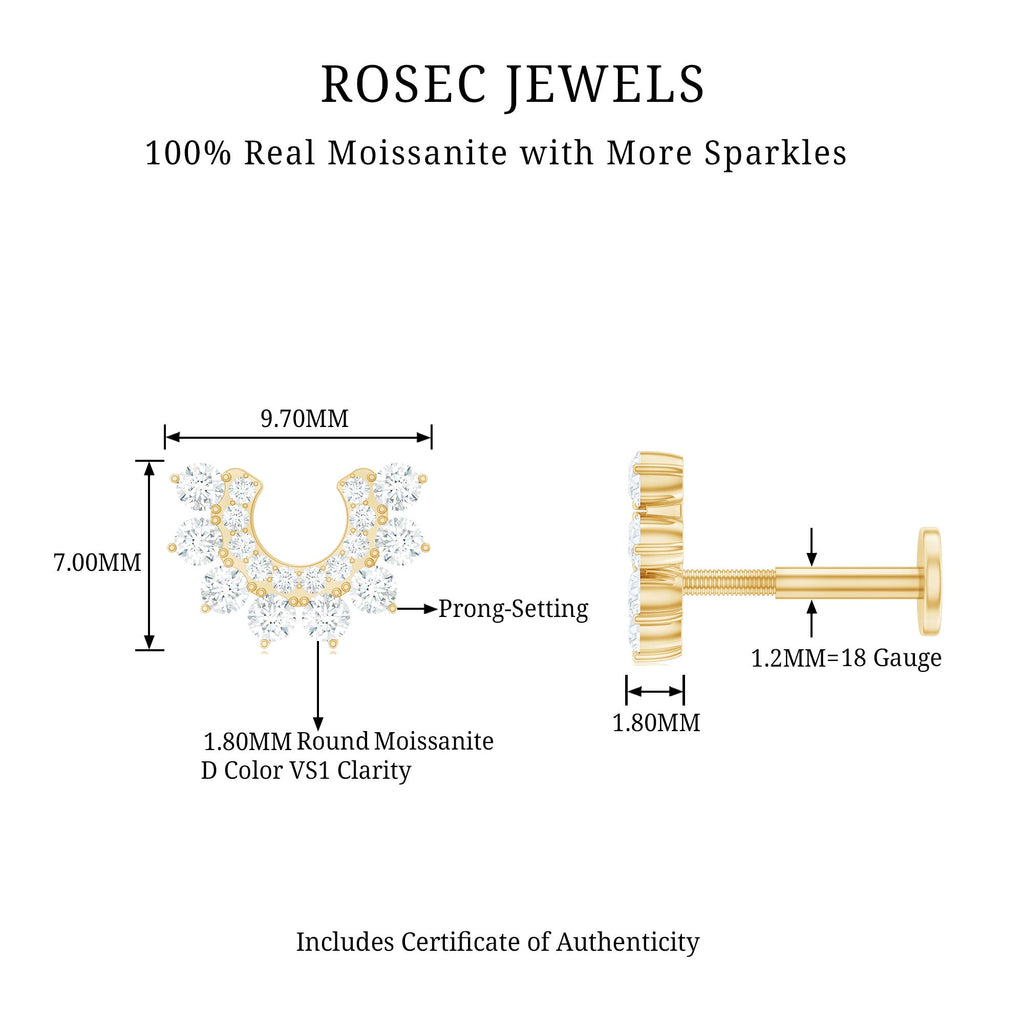 Certified Moissanite Cluster Curved Conch Earring