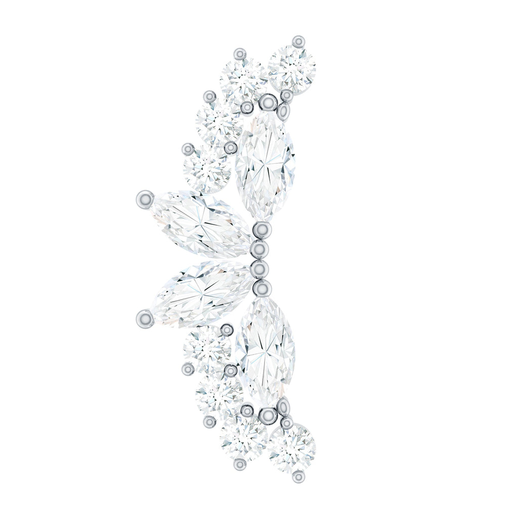 Marquise and Round Moissanite Curved Crawler Earring