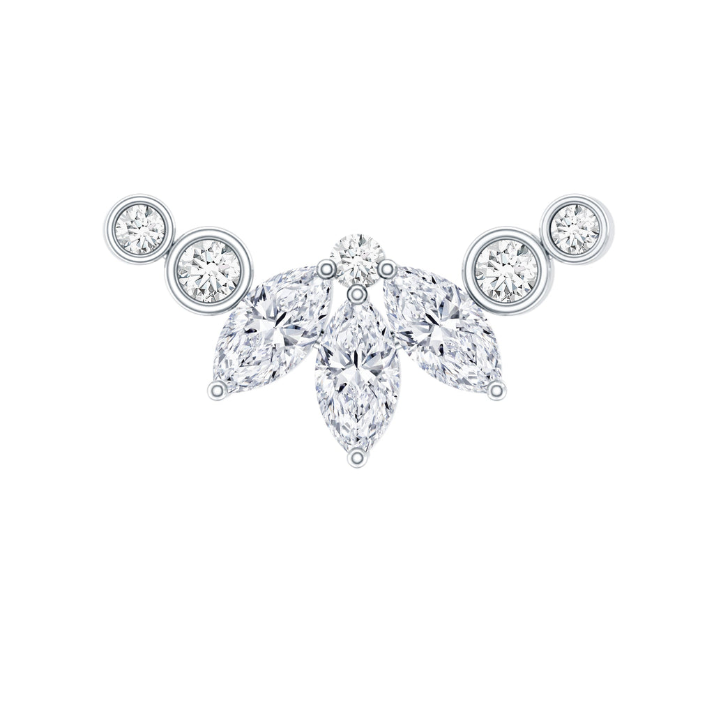 Marquise Moissanite Curved Crawler Earring for Helix Piercing