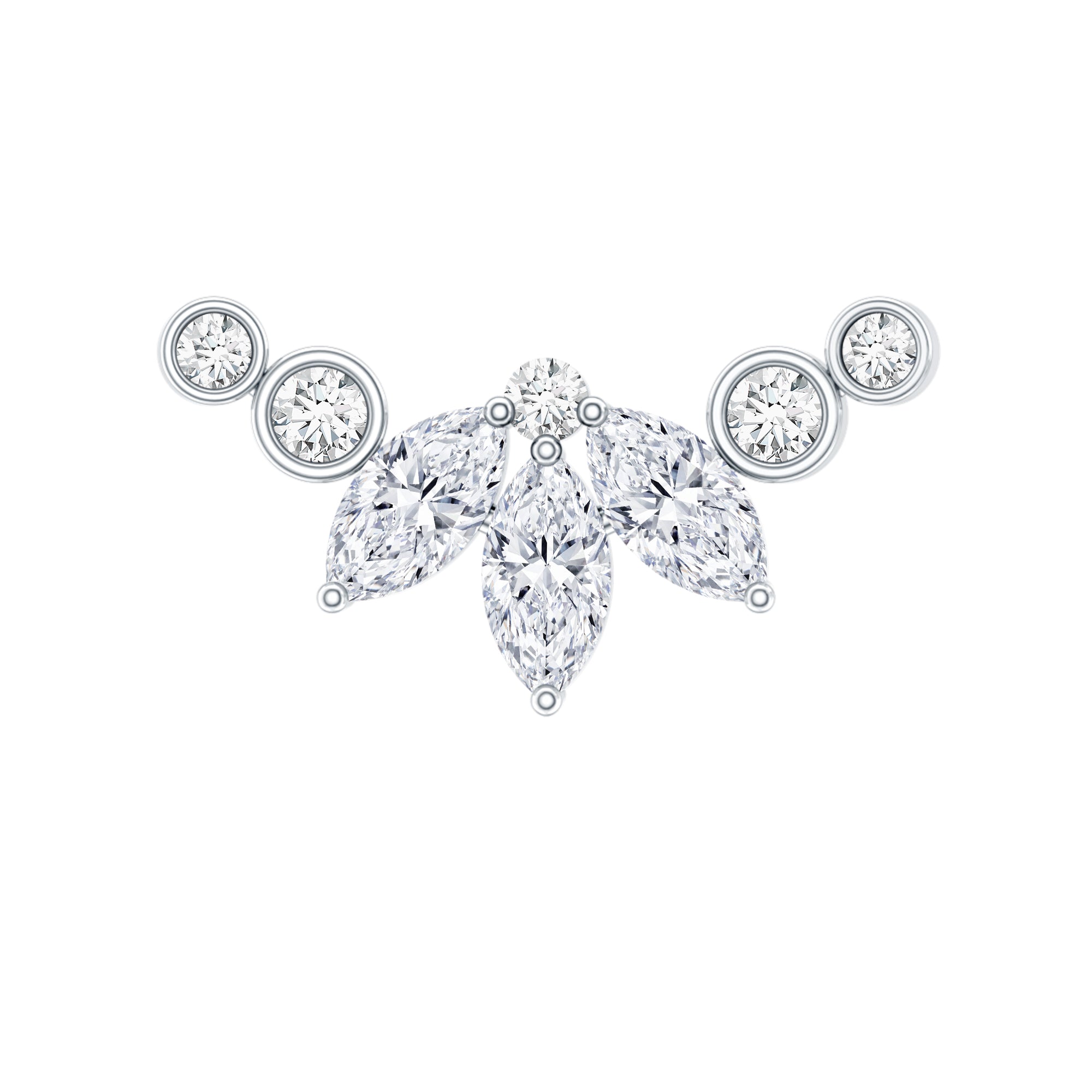 Marquise Moissanite Curved Crawler Earring for Helix Piercing