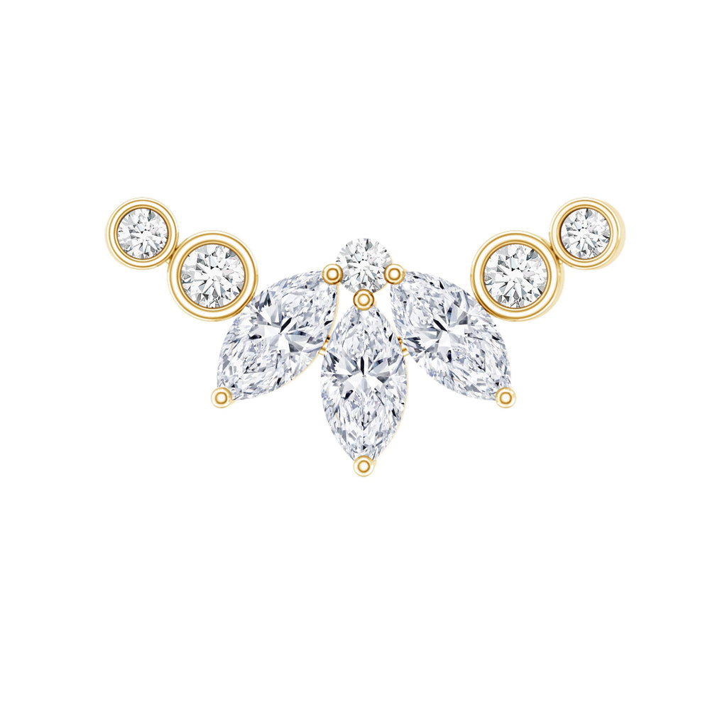 Marquise Moissanite Curved Crawler Earring for Helix Piercing