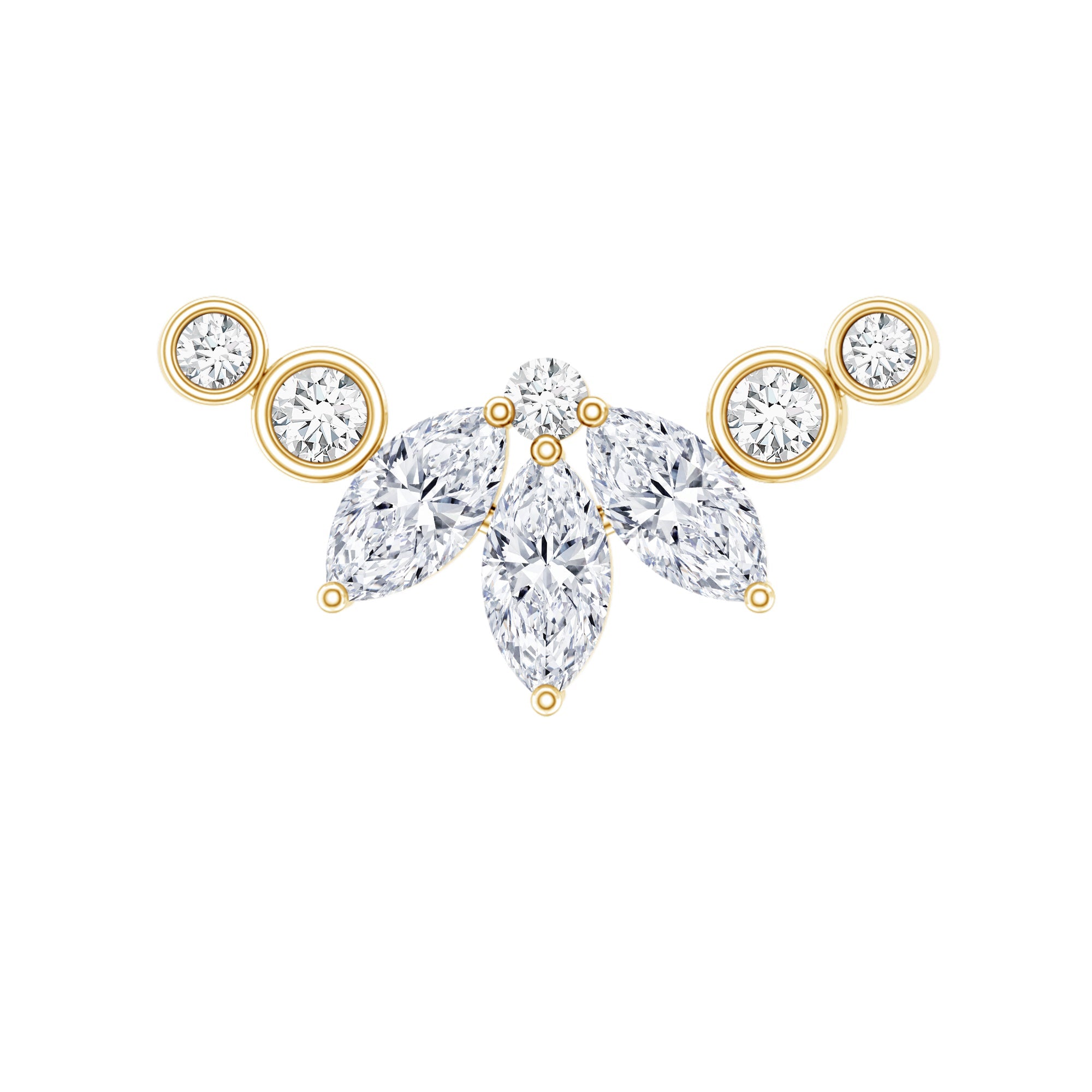 Marquise Moissanite Curved Crawler Earring for Helix Piercing