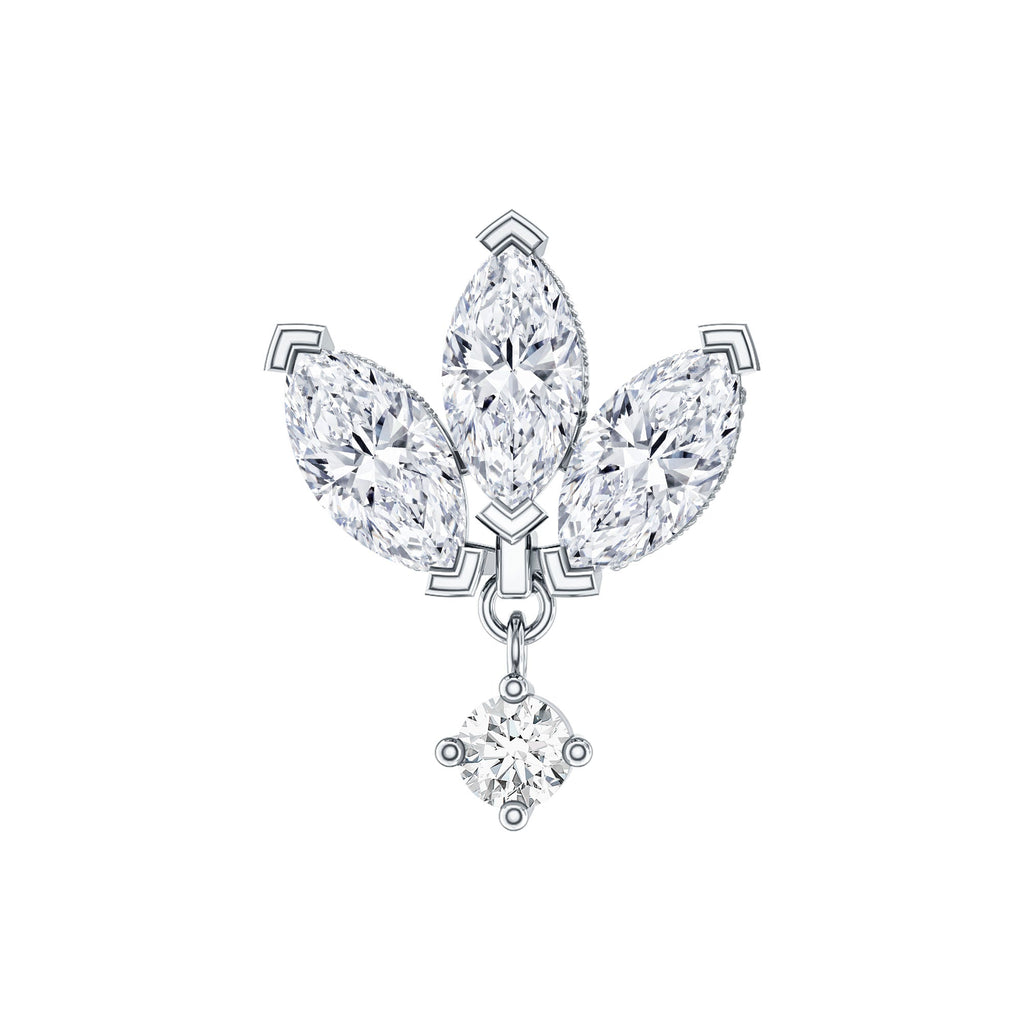 Real Diamond Lotus Flower Drop Earring for Cartilage Piercing