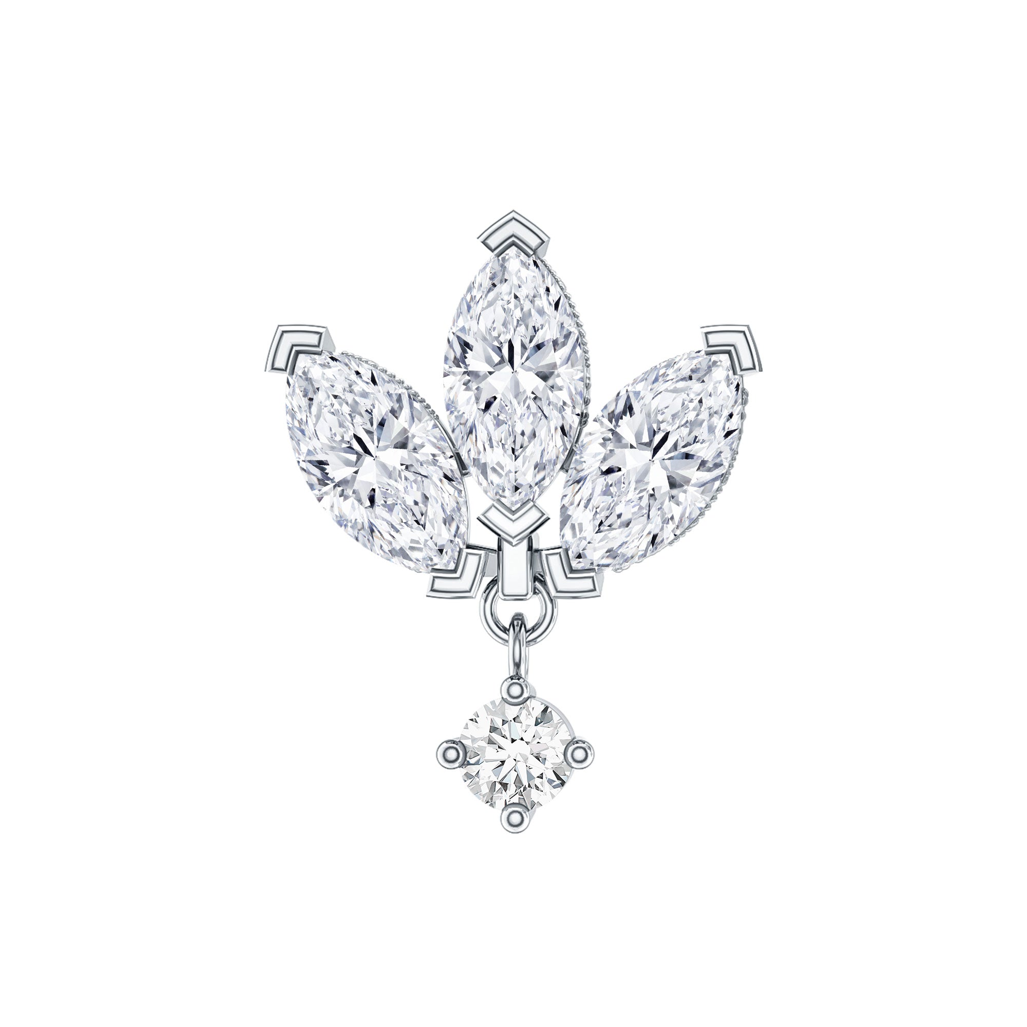 Real Diamond Lotus Flower Drop Earring for Cartilage Piercing