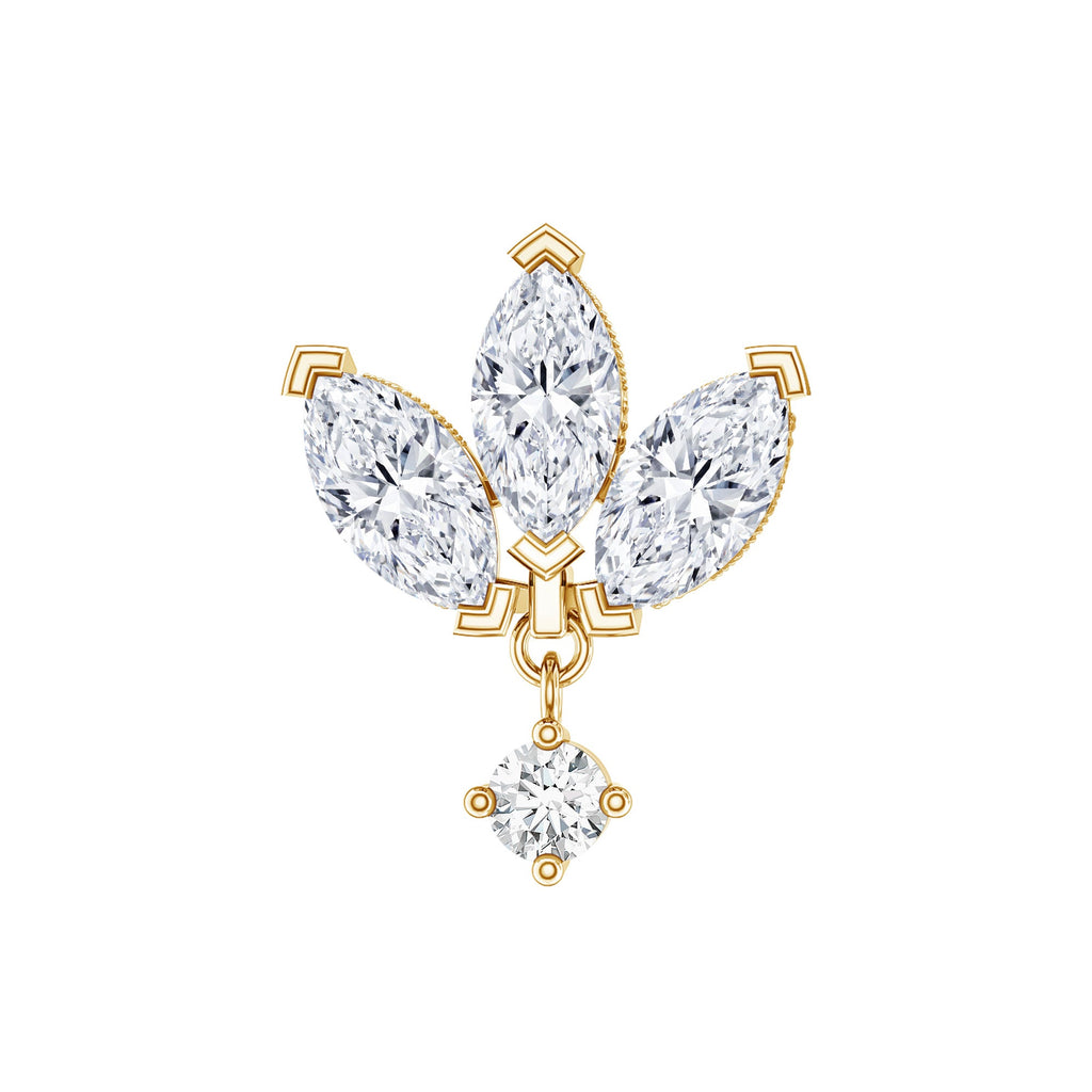 Real Diamond Lotus Flower Drop Earring for Cartilage Piercing