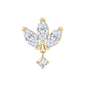 Real Diamond Lotus Flower Drop Earring for Cartilage Piercing