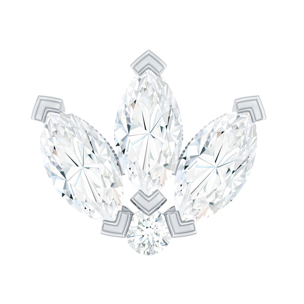 Certified Marquise Moissanite Lotus Flower Earring for Helix Piercing