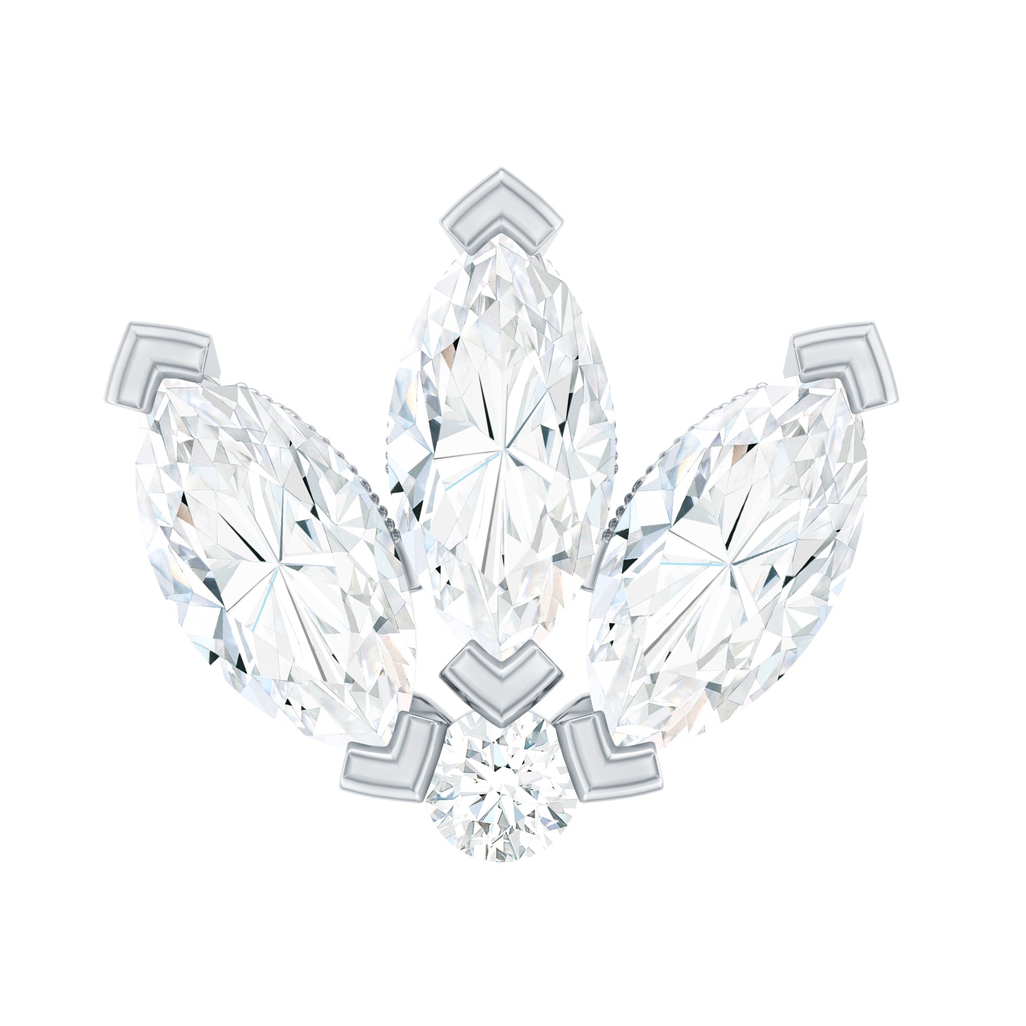 Certified Marquise Moissanite Lotus Flower Earring for Helix Piercing