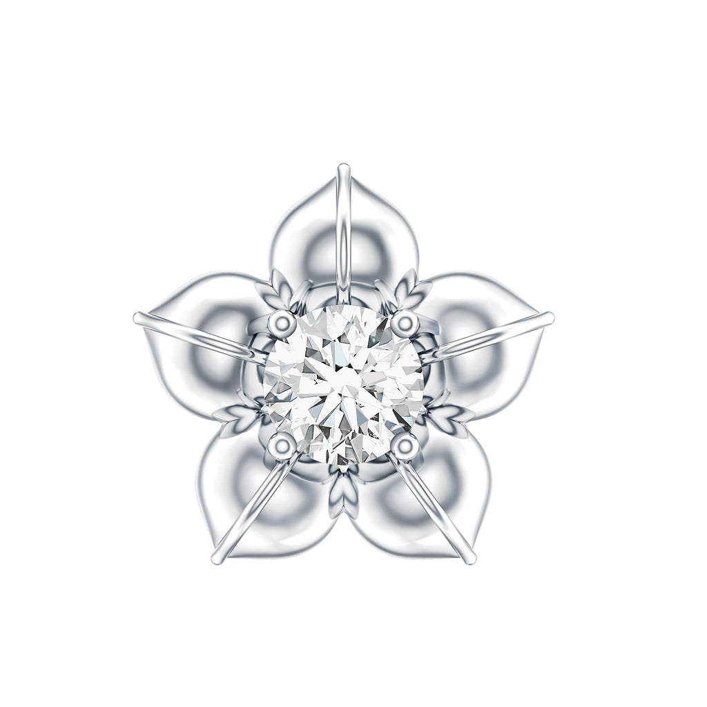 Round Moissanite Flower Earring for Helix Piercing
