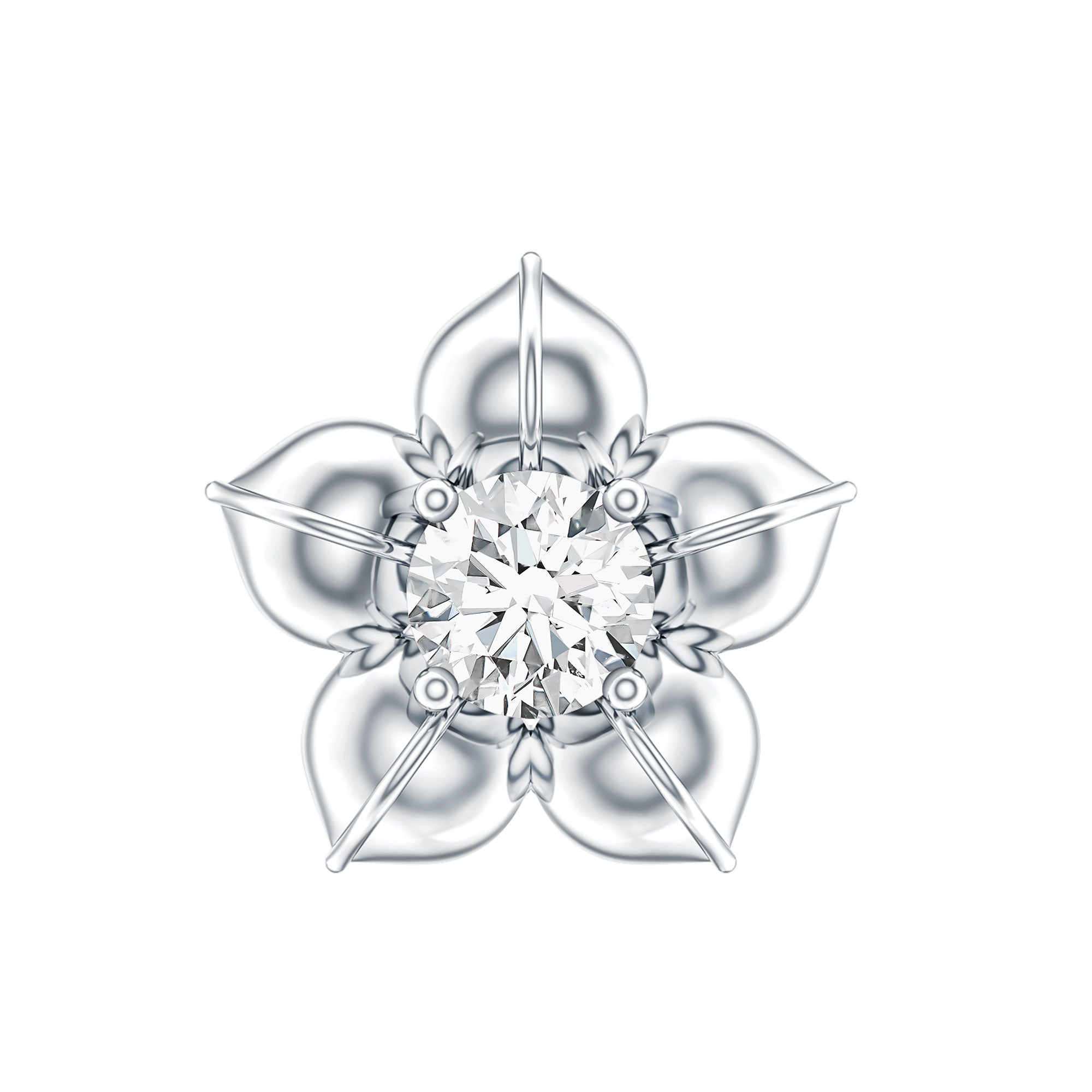 Round Moissanite Flower Earring for Helix Piercing