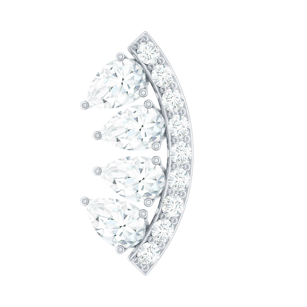 Pear and Round Moissanite Curved Cartilage Earring