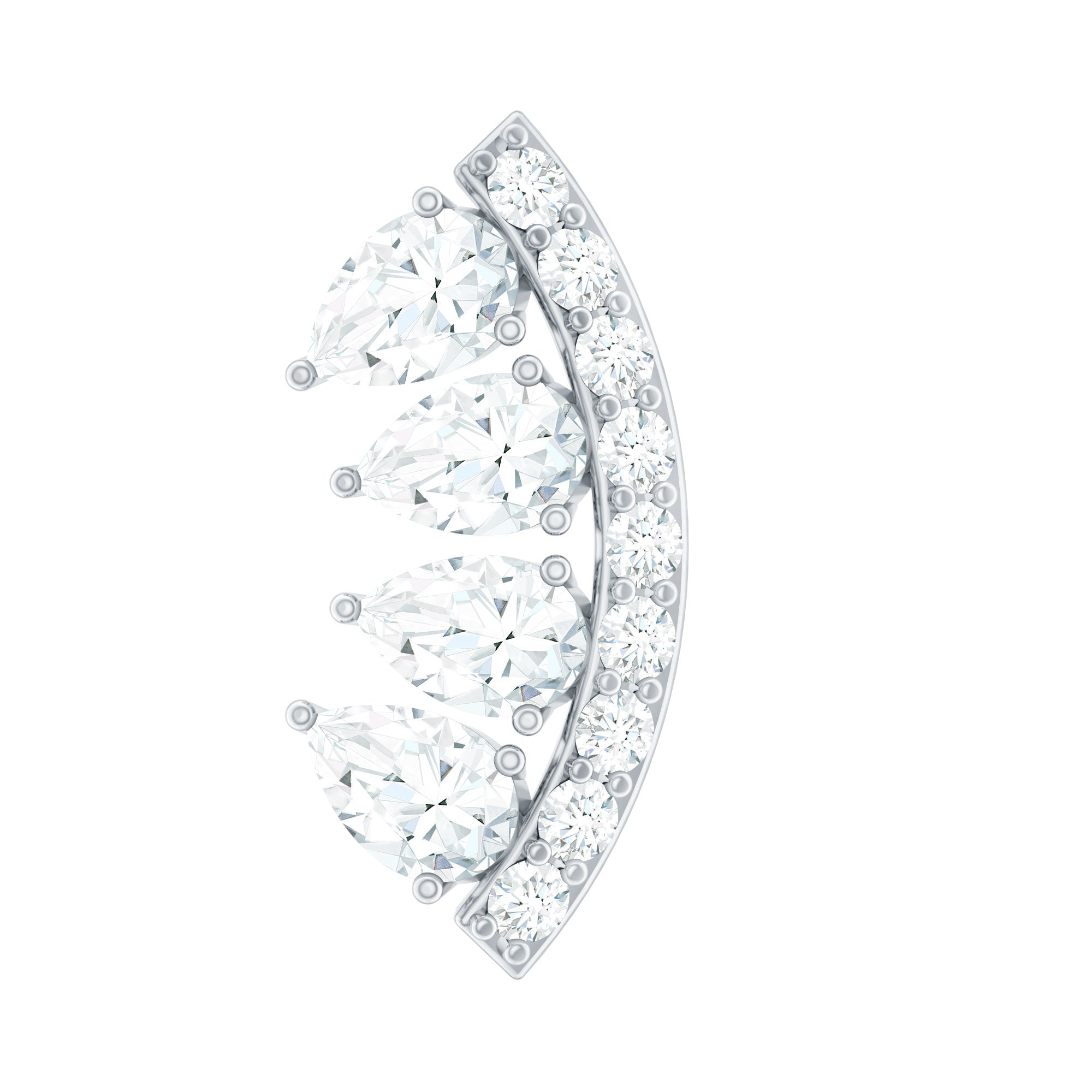 Pear and Round Moissanite Curved Cartilage Earring