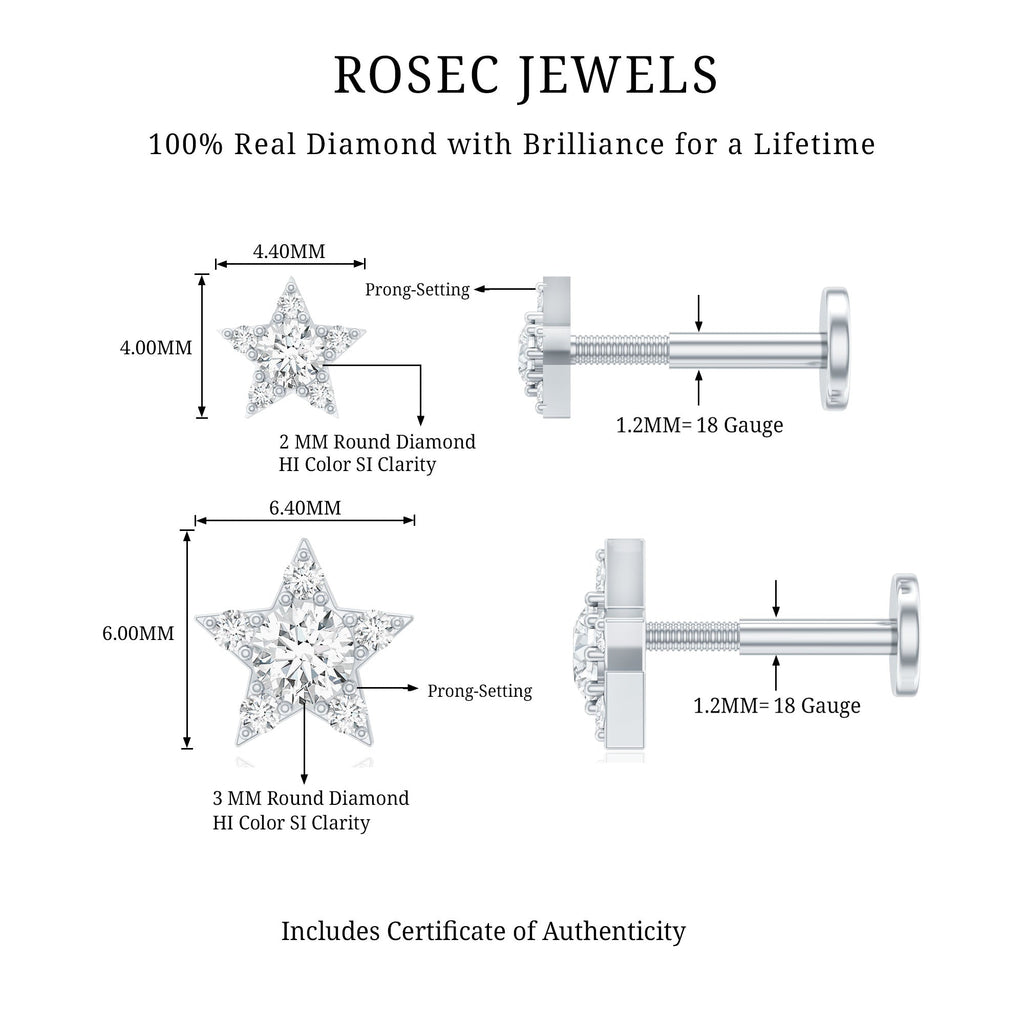 Minimalist Diamond Star Earring for Tragus Piercing