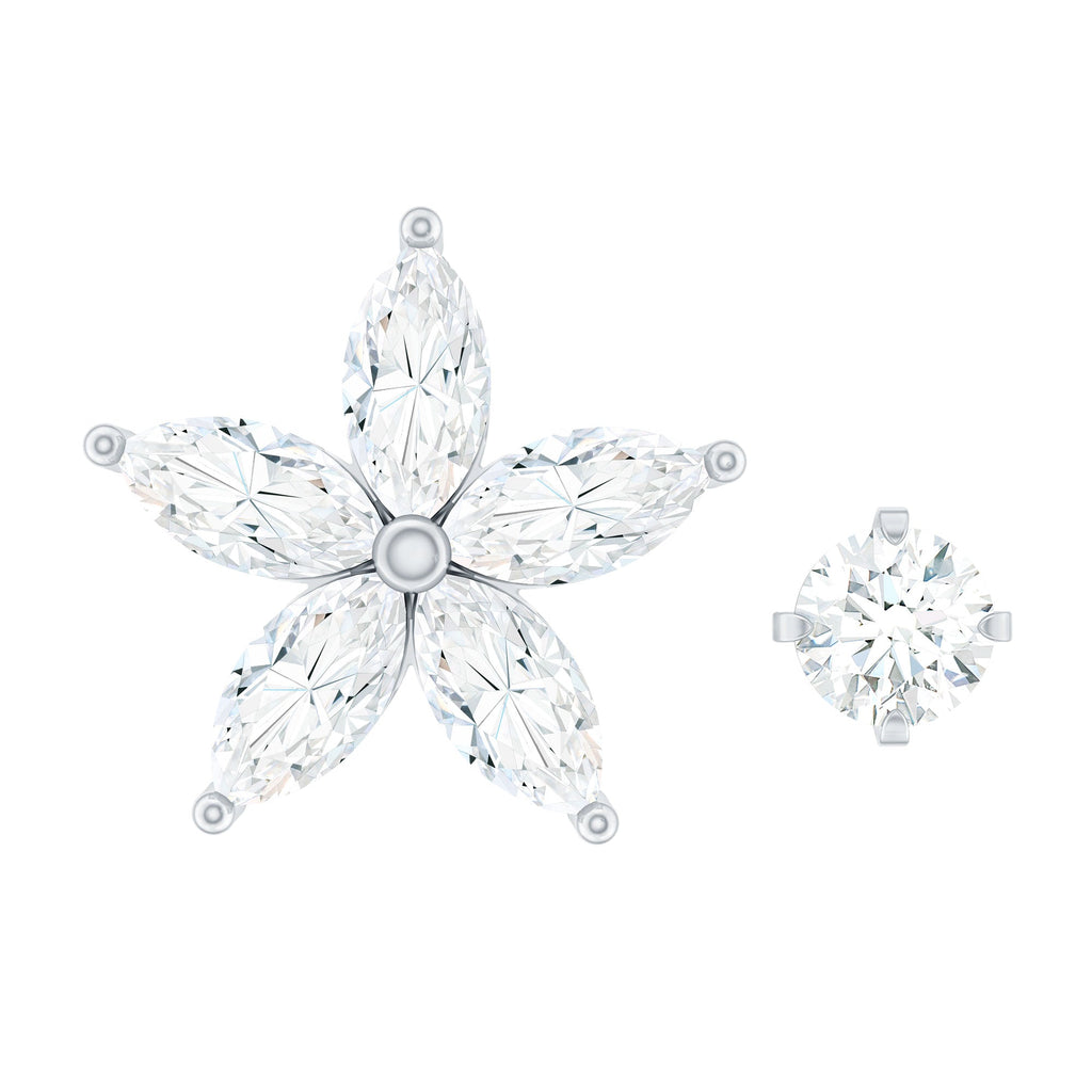 Marquise Moissanite Flower Cartilage Earring Set