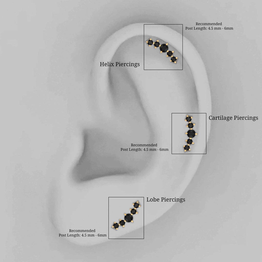 Graduated Style Black Onyx Crawler Earring