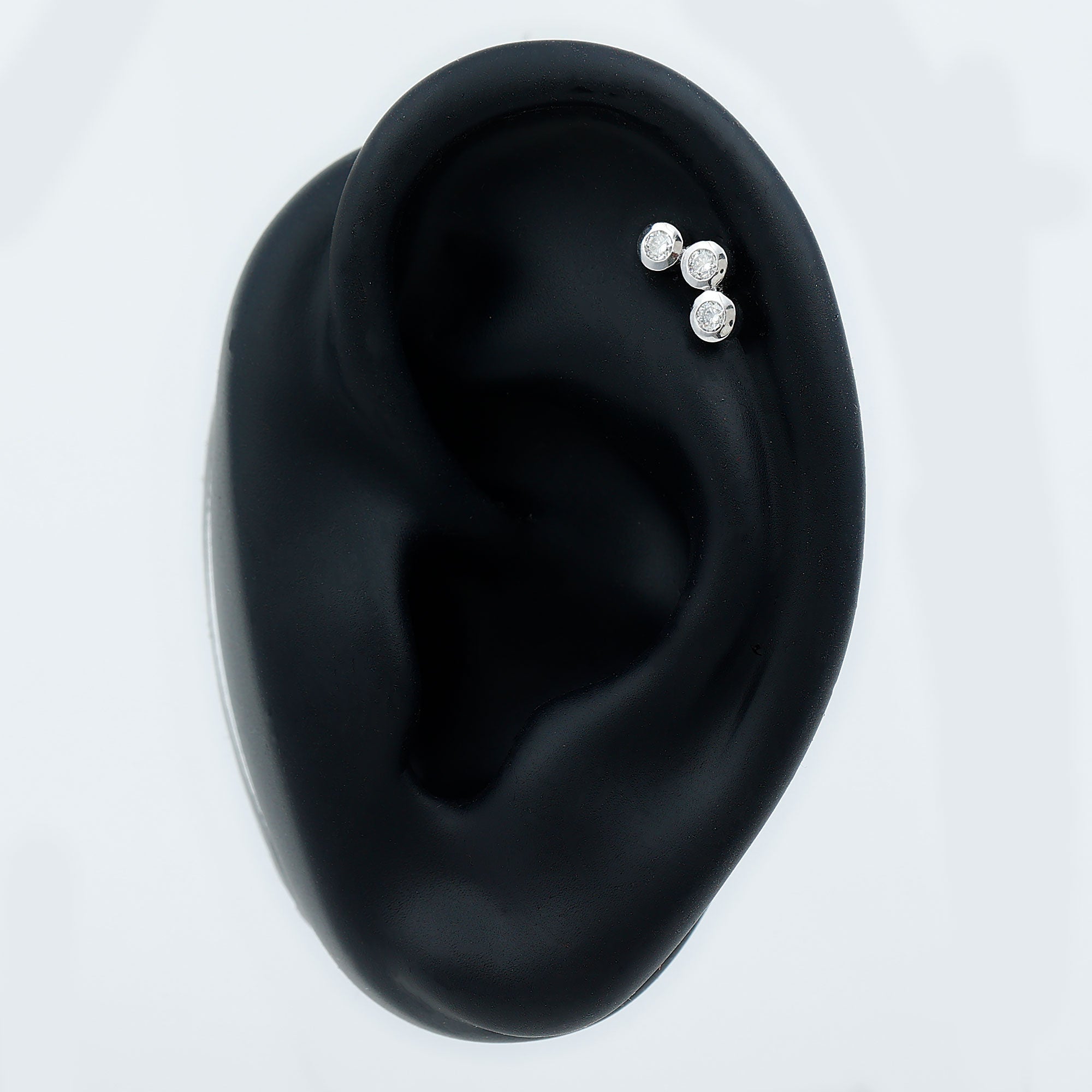 Bezel Set Moissanite Three Stone Crawler Earring