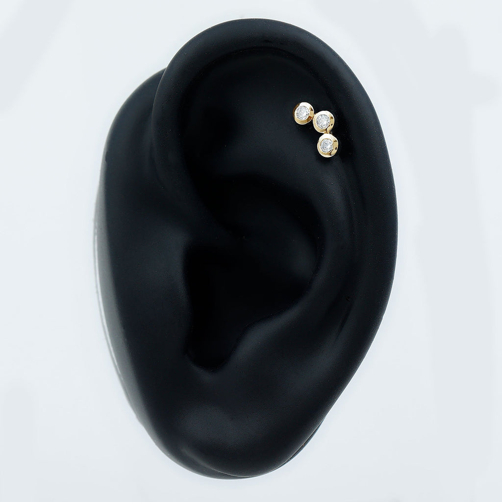 Bezel Set Moissanite Three Stone Crawler Earring