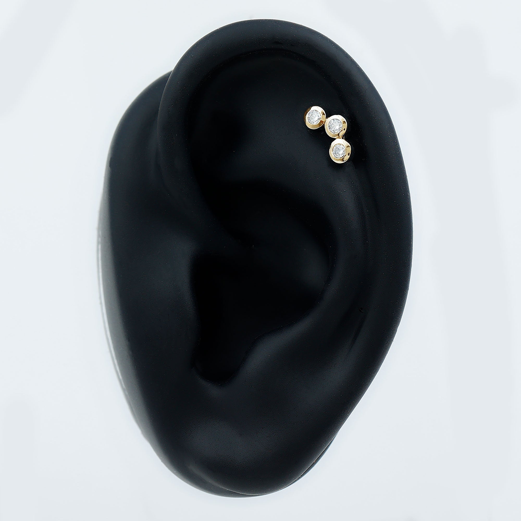 Bezel Set Moissanite Three Stone Crawler Earring