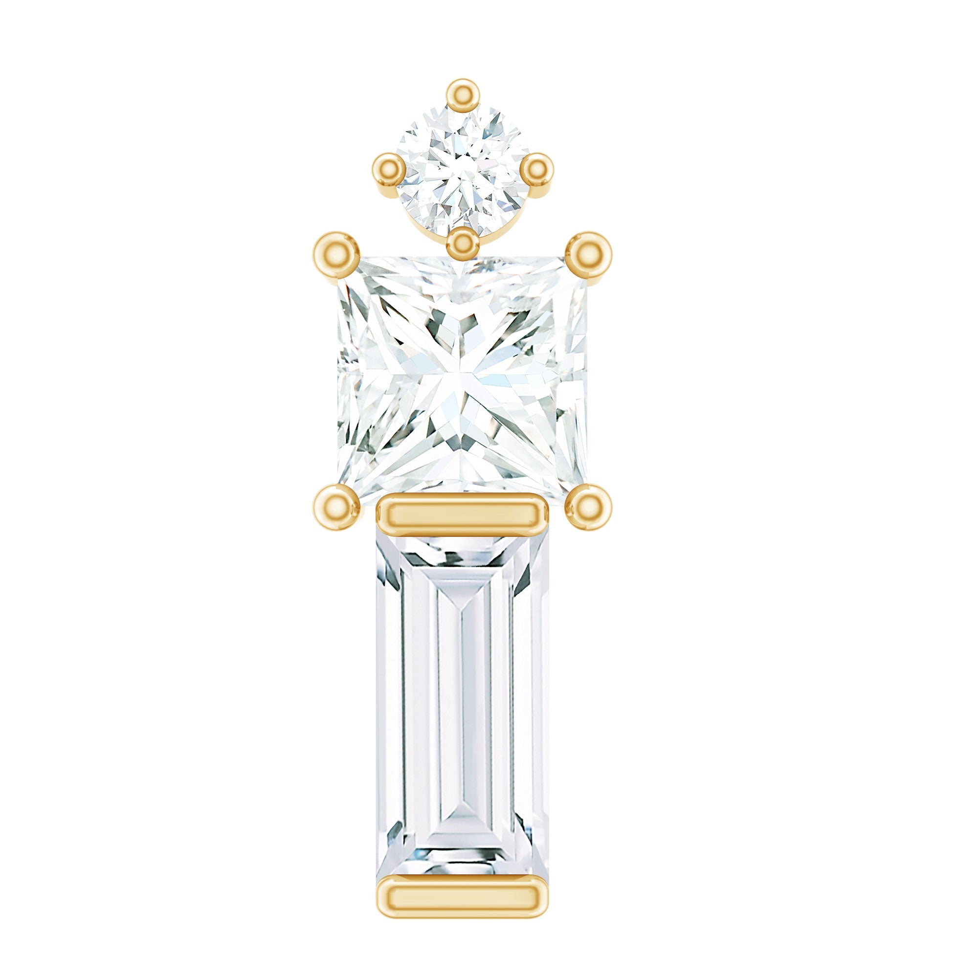 Genuine Diamond Three Stone Bar Tragus Earring