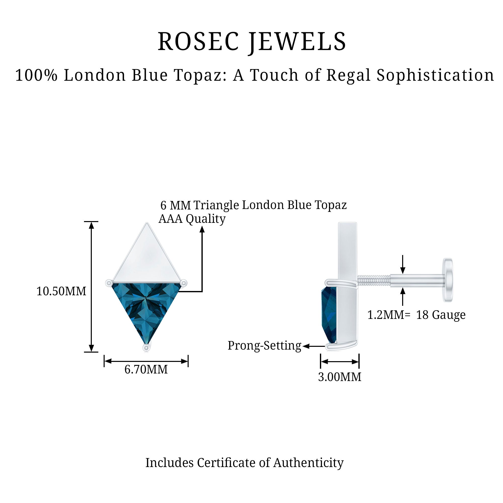 Triangle London Blue Topaz Geometric Earring