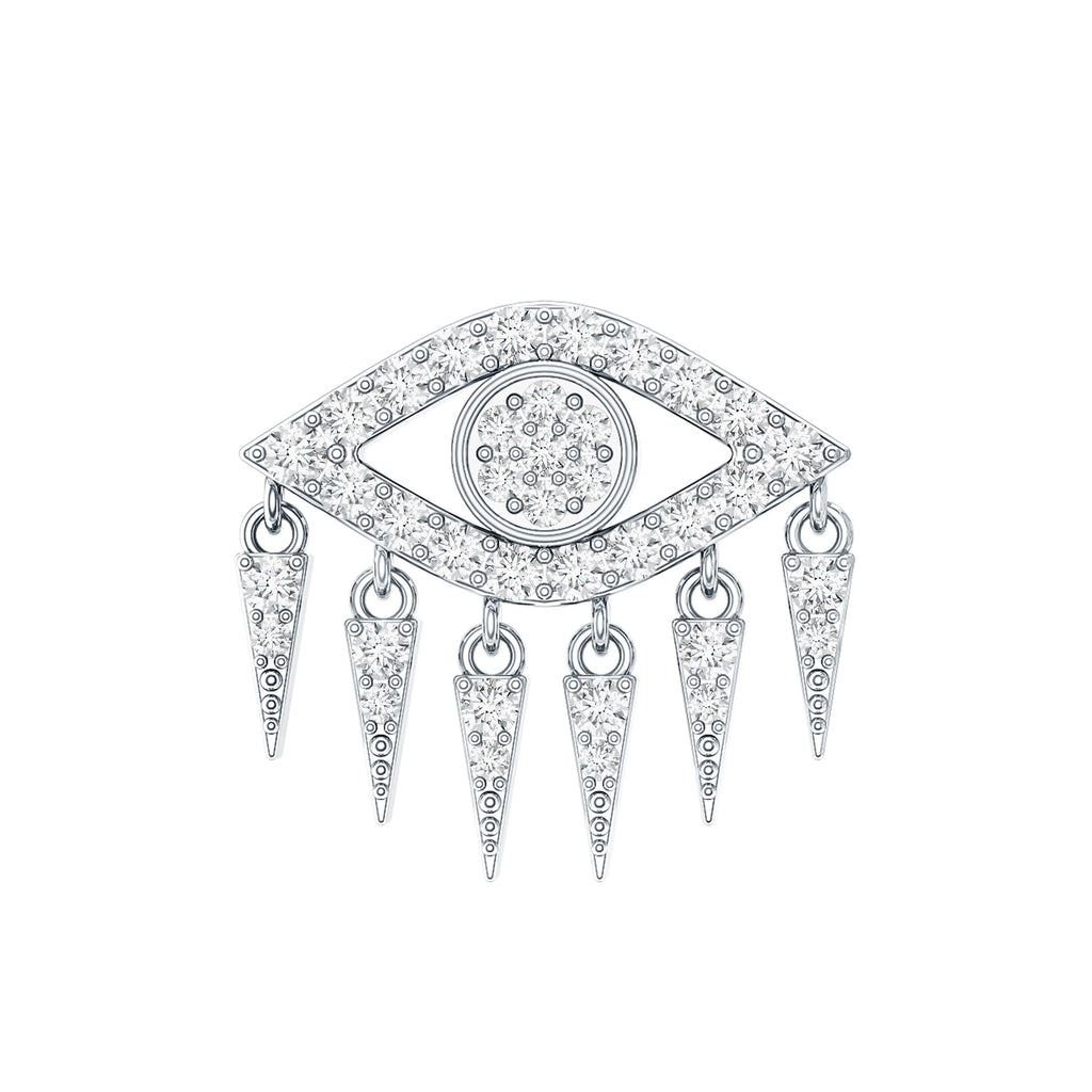 Unique Moissanite Evil Eye Earring for Cartilage Piercing
