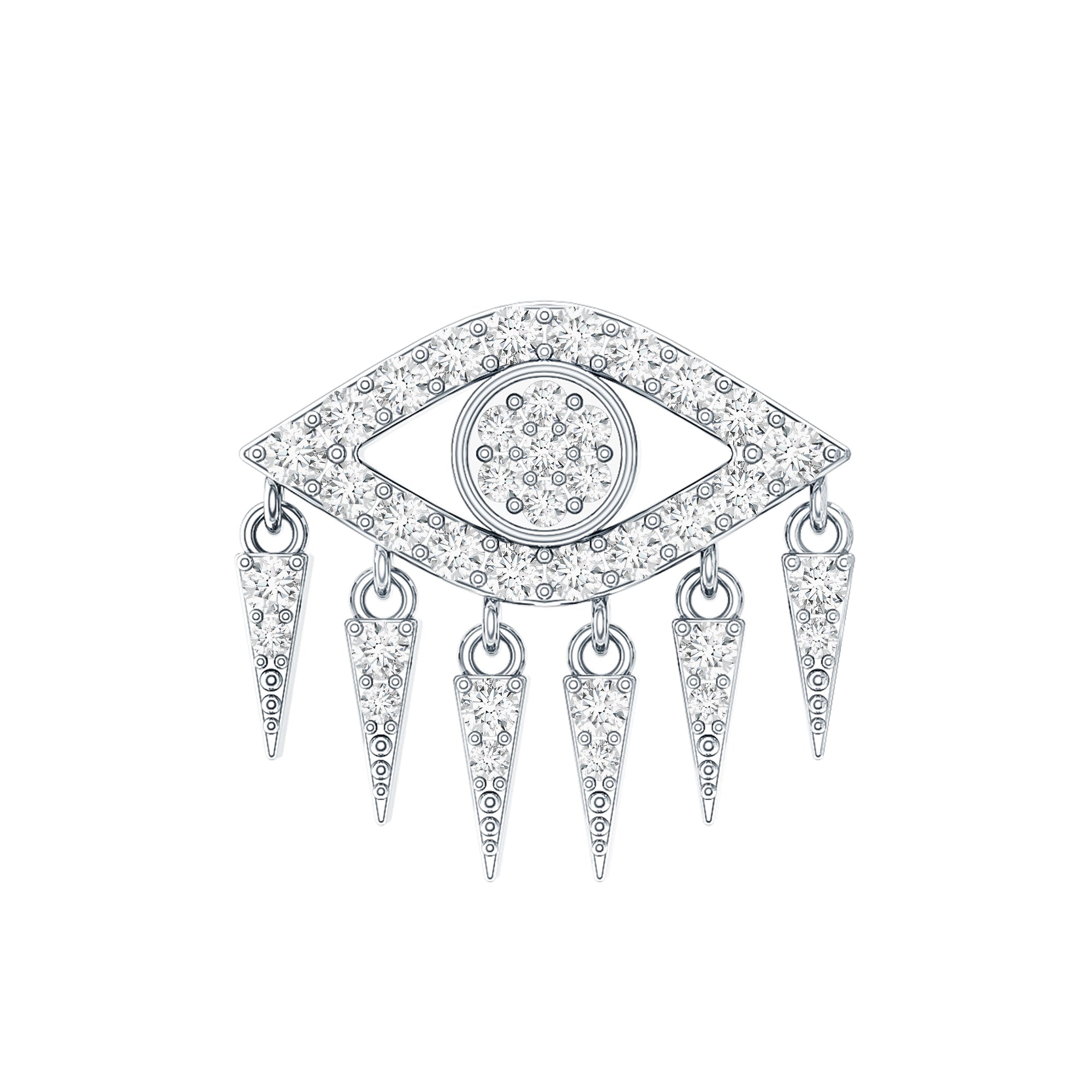 Unique Moissanite Evil Eye Earring for Cartilage Piercing