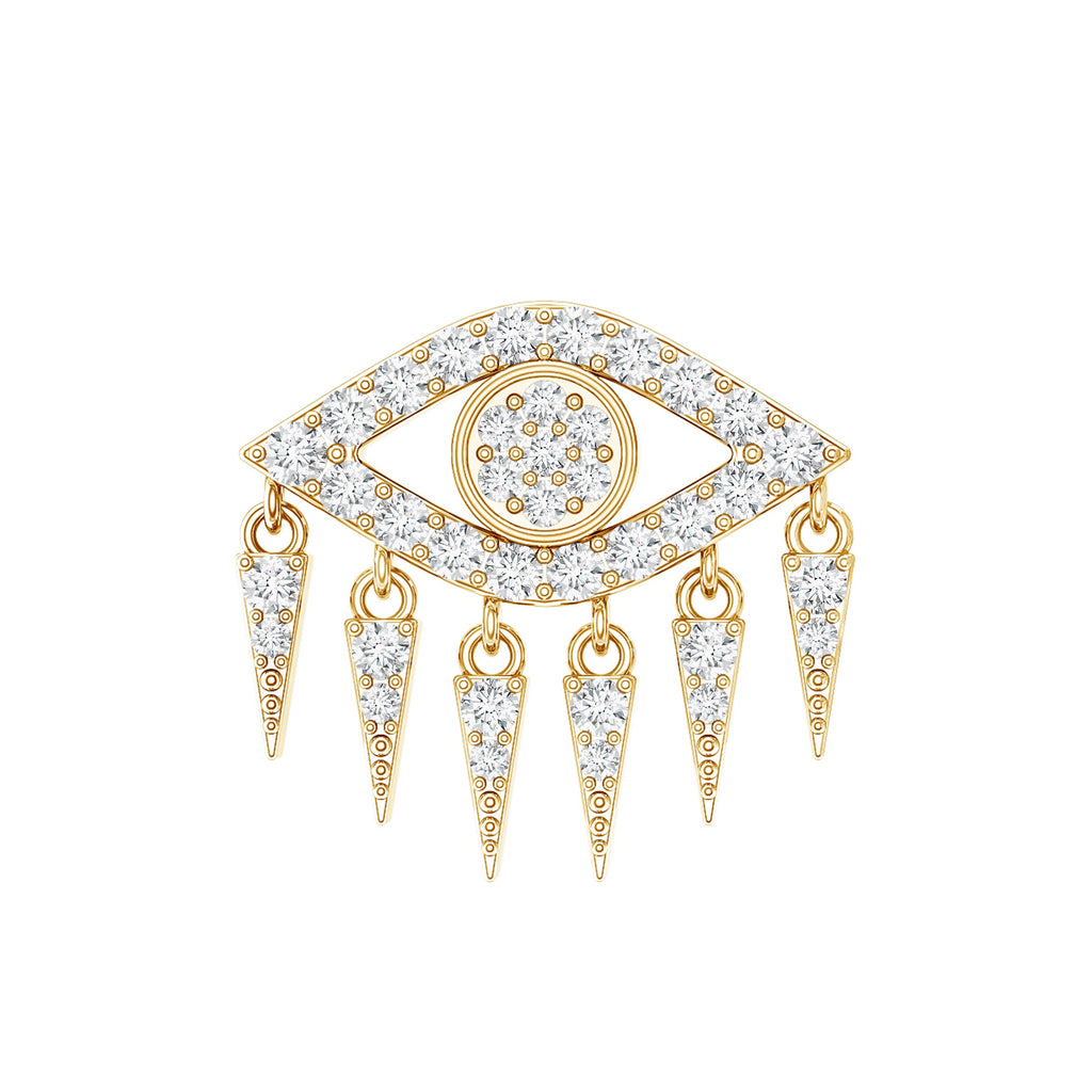 Unique Moissanite Evil Eye Earring for Cartilage Piercing