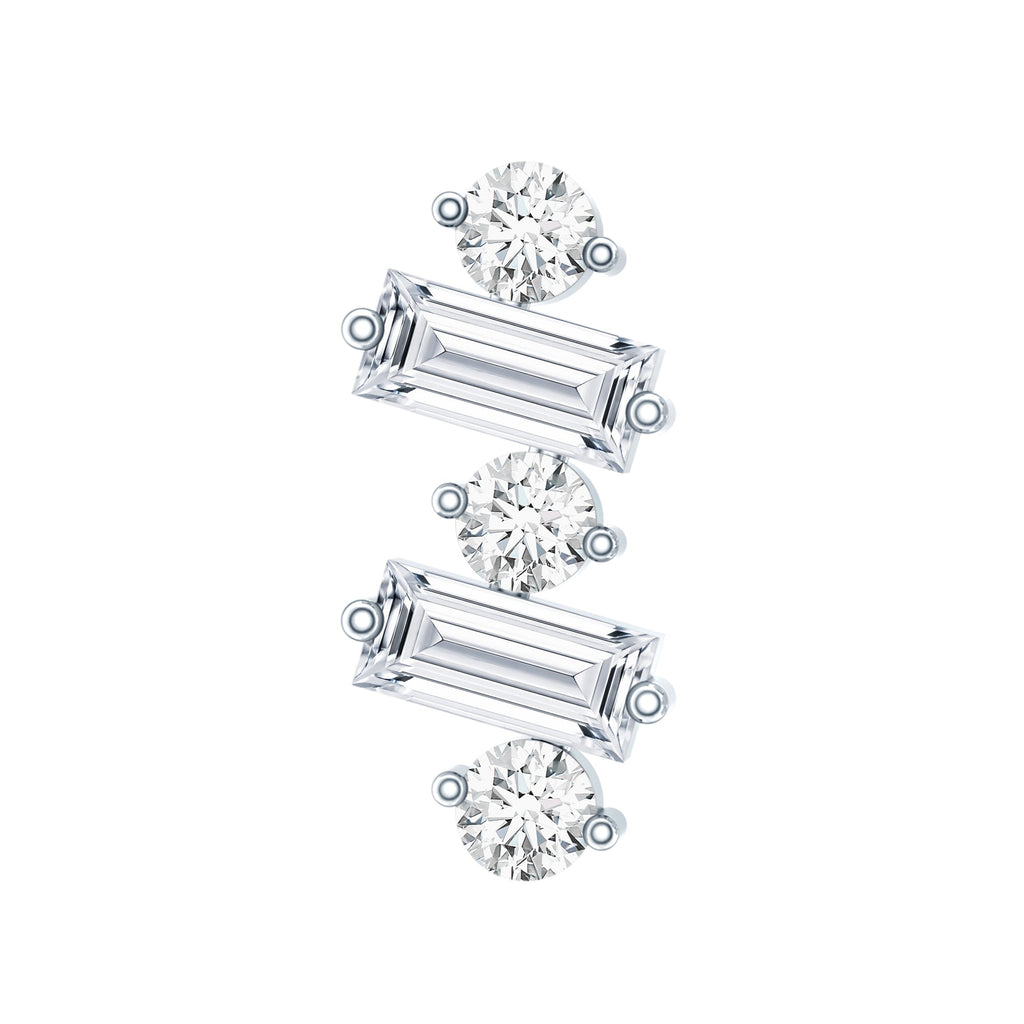 Genuine Baguette Diamond Tragus Earring With Certificate