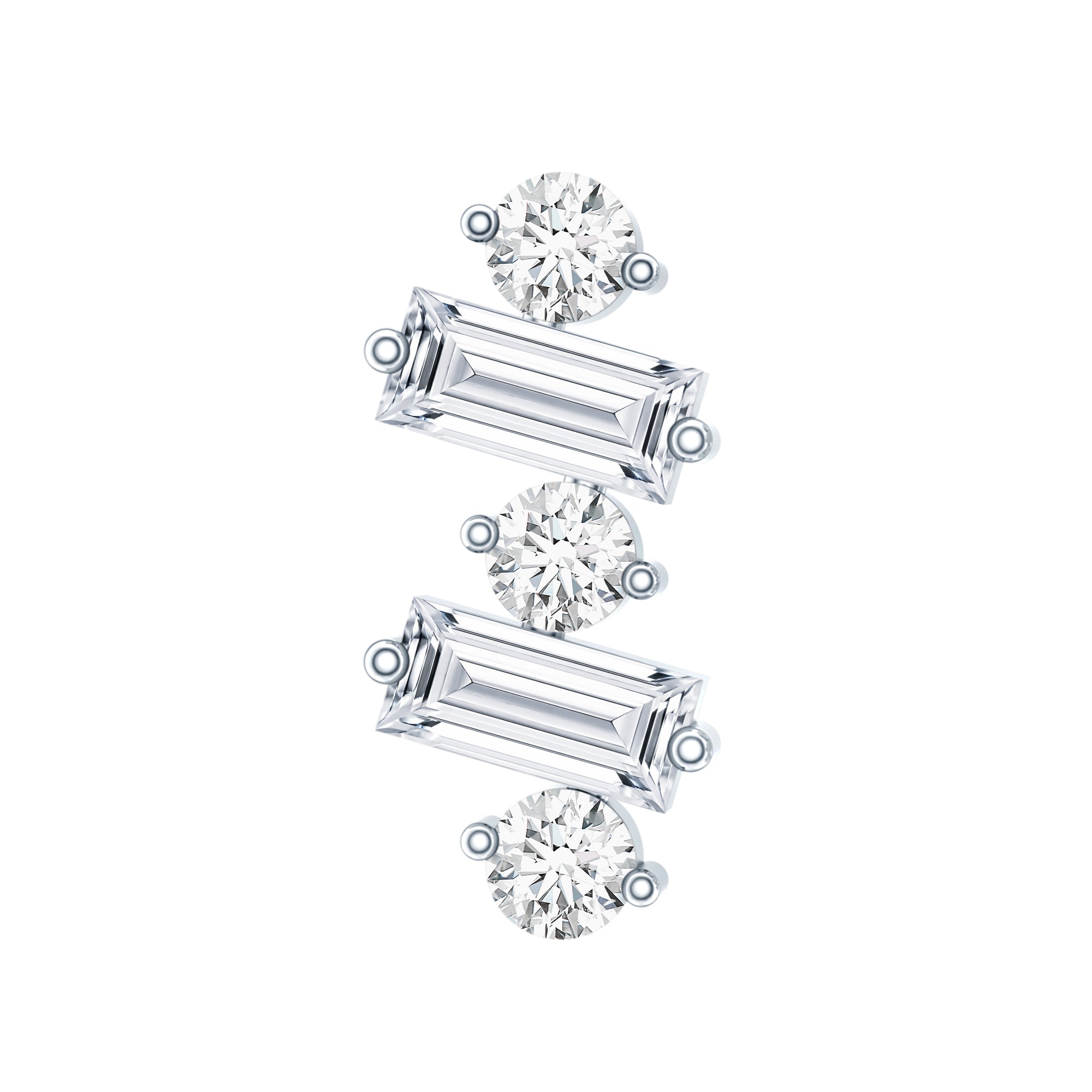Genuine Baguette Diamond Tragus Earring With Certificate