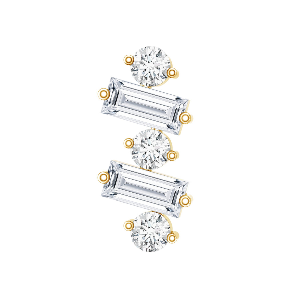 Genuine Baguette Diamond Tragus Earring With Certificate