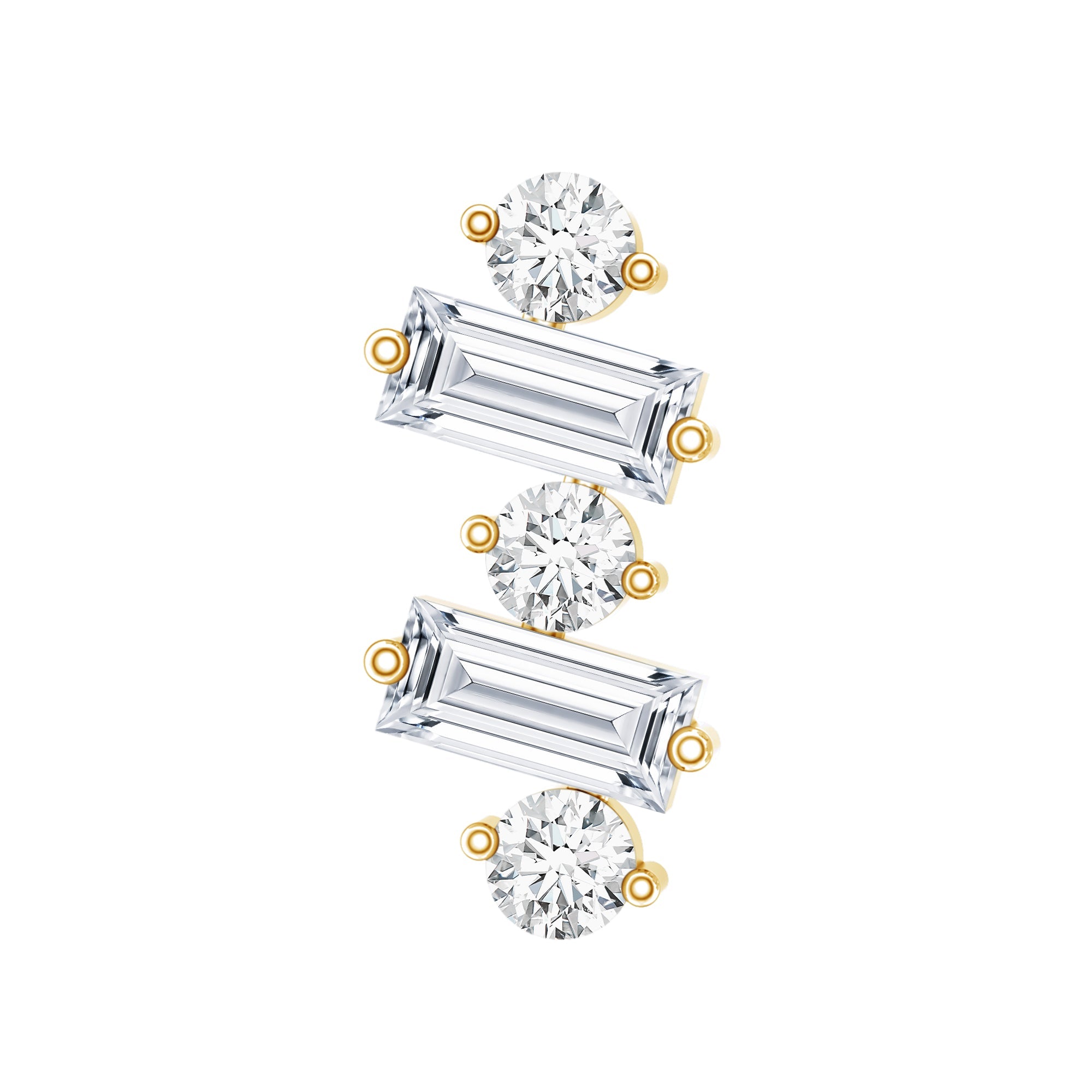 Genuine Baguette Diamond Tragus Earring With Certificate