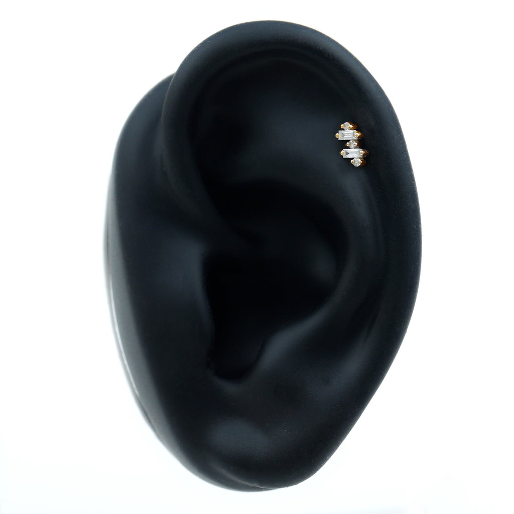 Genuine Baguette Diamond Tragus Earring With Certificate