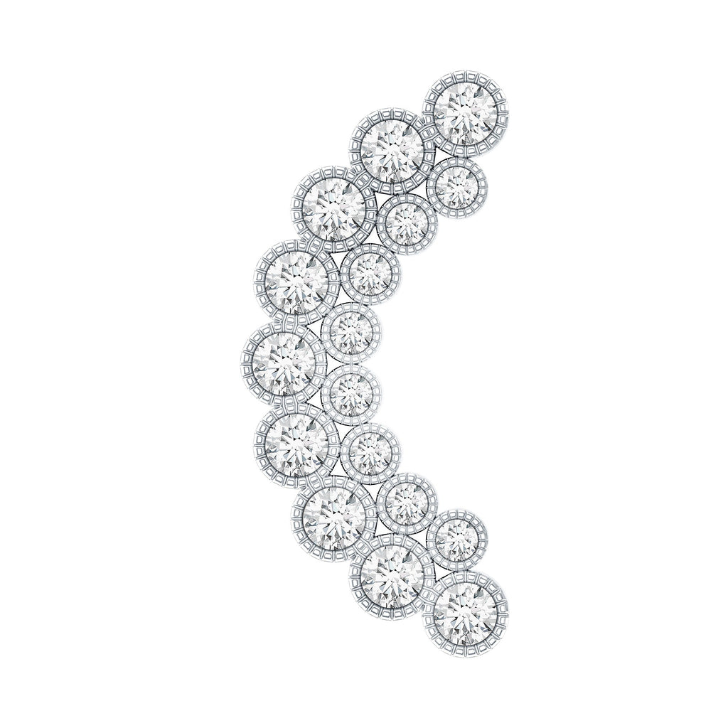 Moissanite Curved Helix Earring in Milgrain Bezel Setting