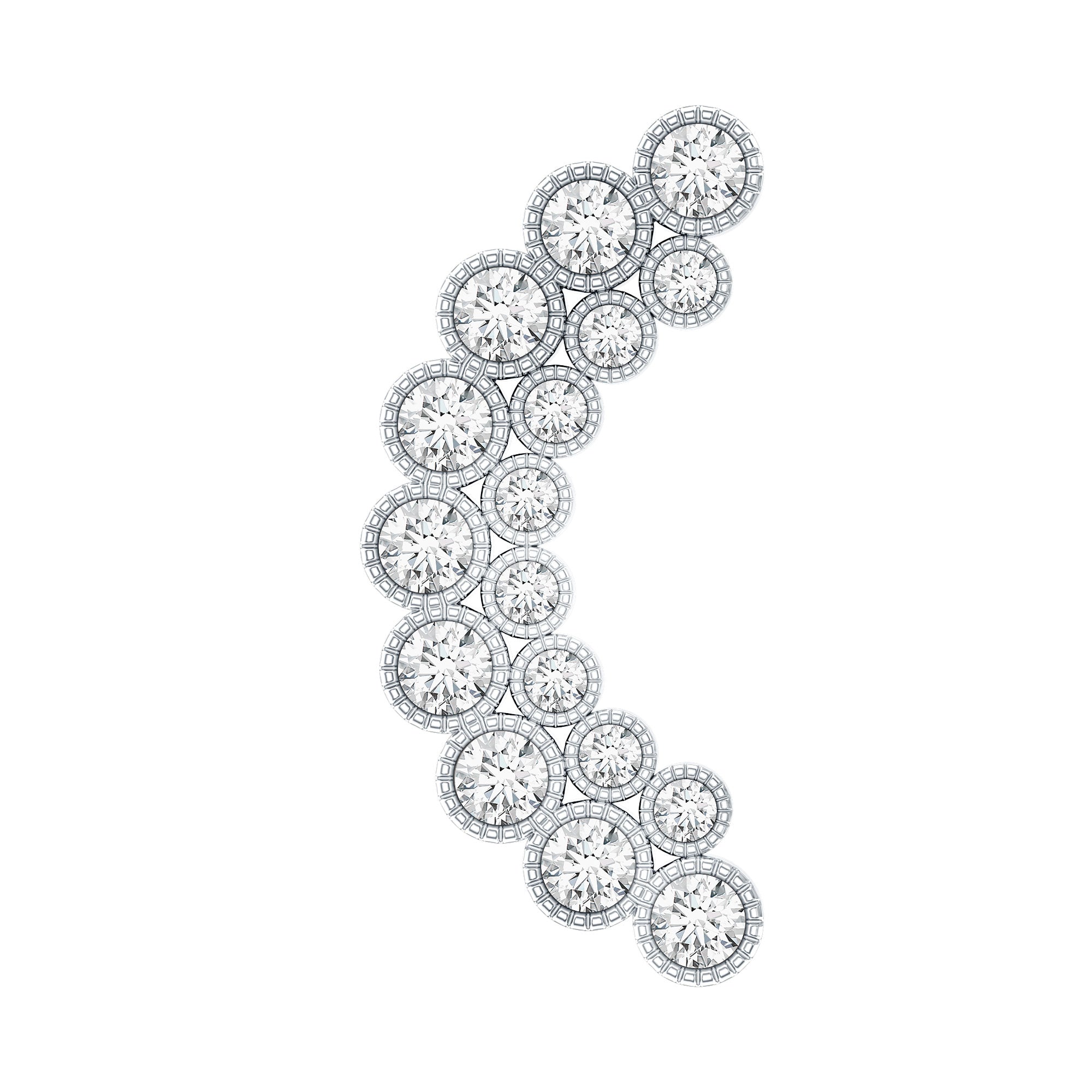 Moissanite Curved Helix Earring in Milgrain Bezel Setting