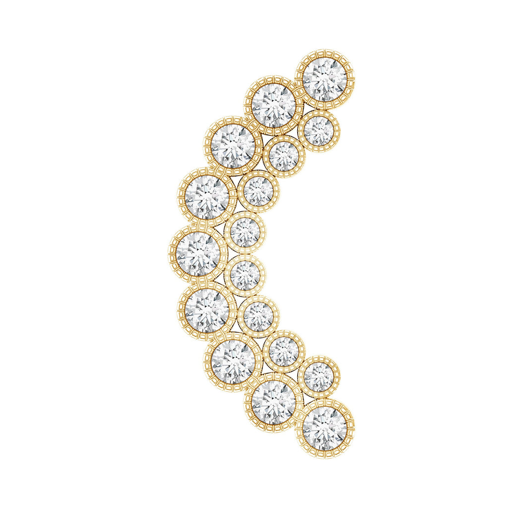 Moissanite Curved Helix Earring in Milgrain Bezel Setting