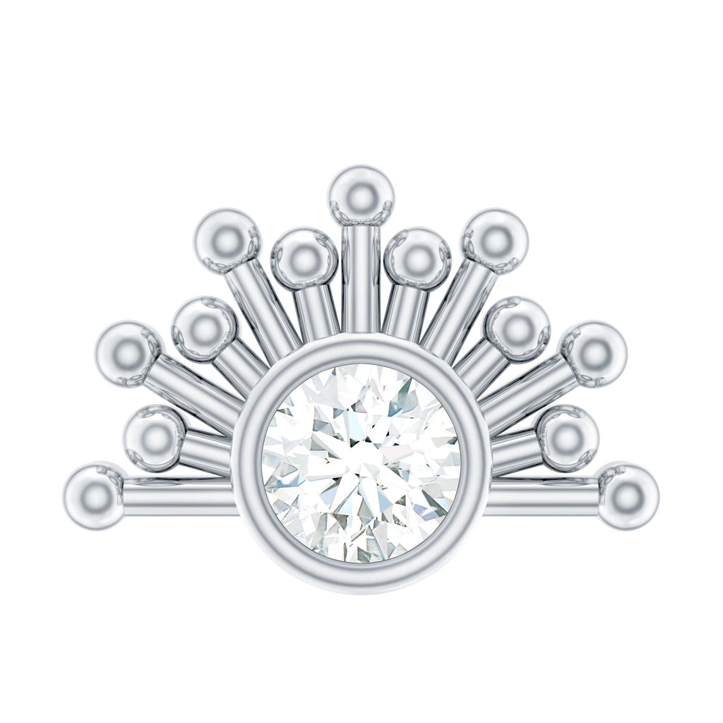 Bezel Set Diamond Sunburst Earring for Helix Piercing