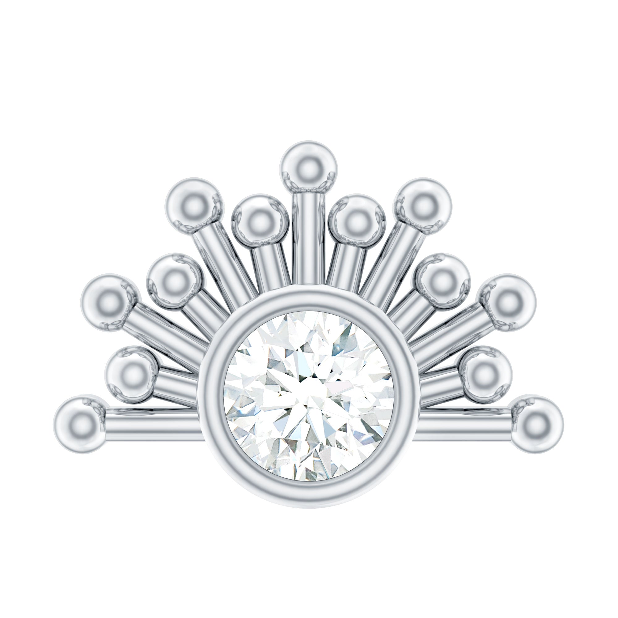 Bezel Set Diamond Sunburst Earring for Helix Piercing