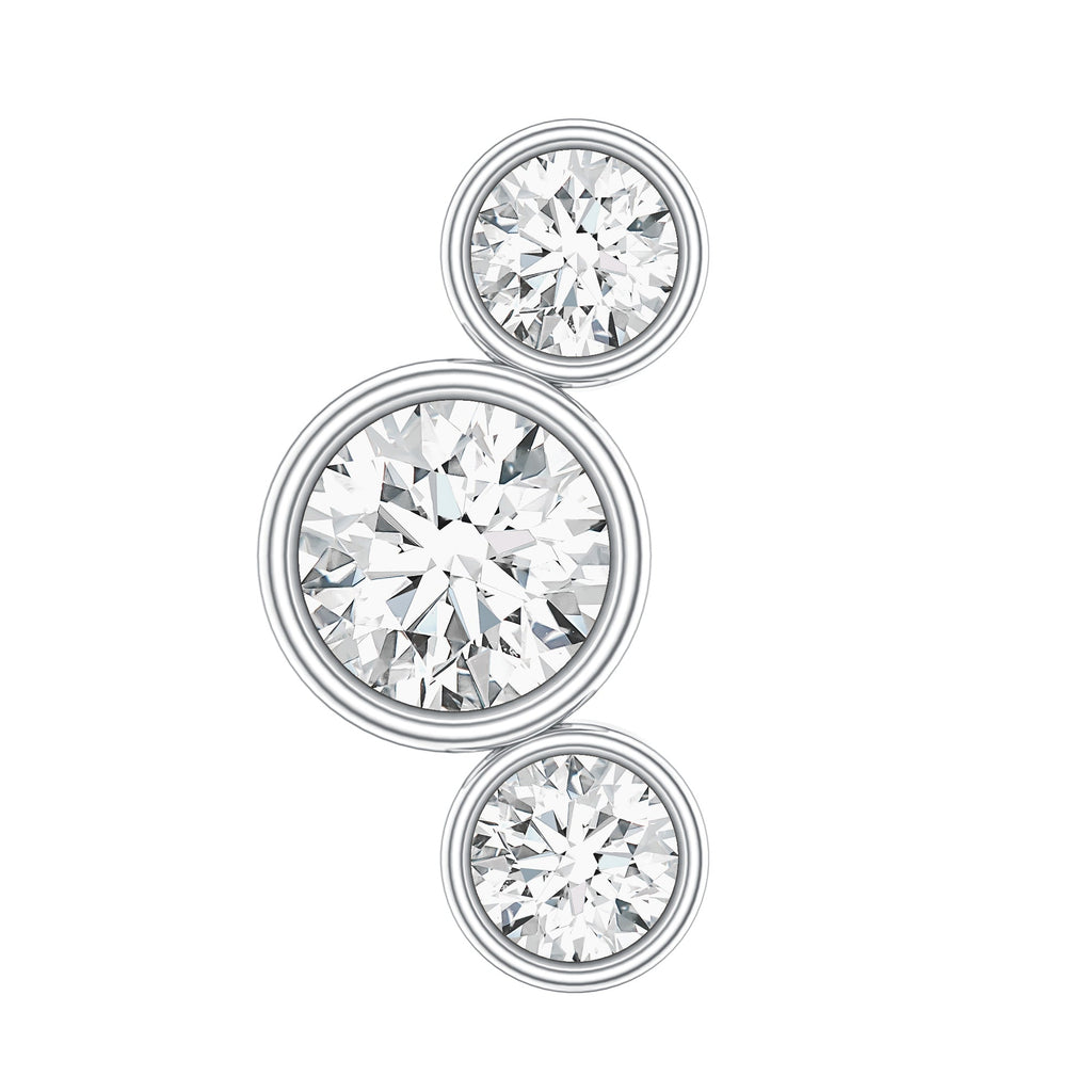 Certified Moissanite Three Stone Crawler Helix Earring