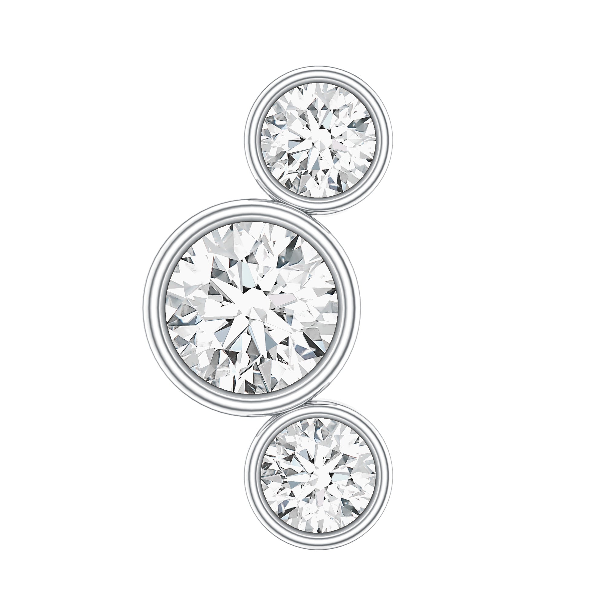 Certified Moissanite Three Stone Crawler Helix Earring