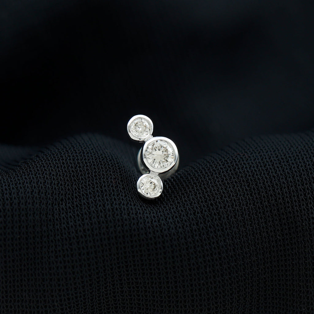 Certified Moissanite Three Stone Crawler Helix Earring