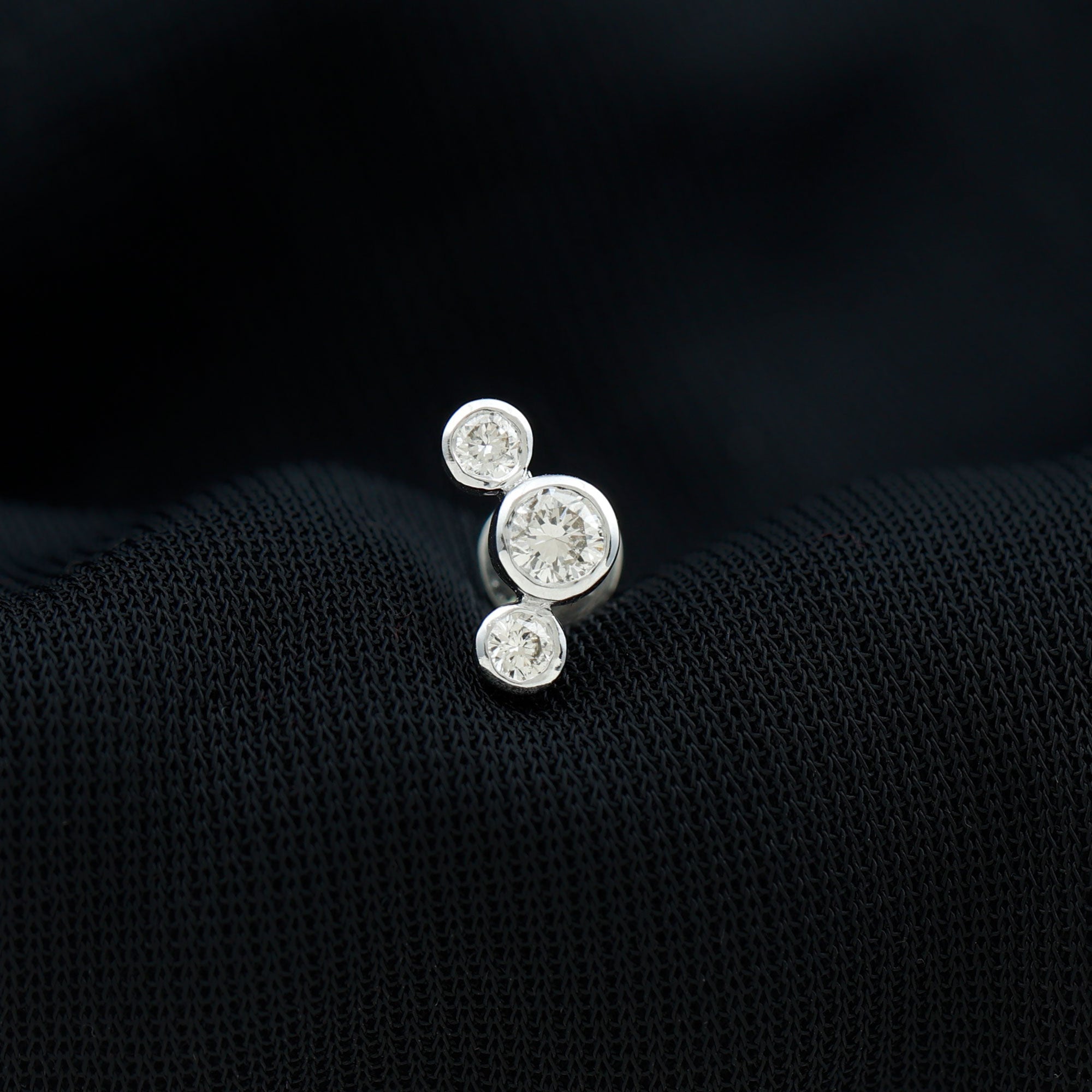 Certified Moissanite Three Stone Crawler Helix Earring