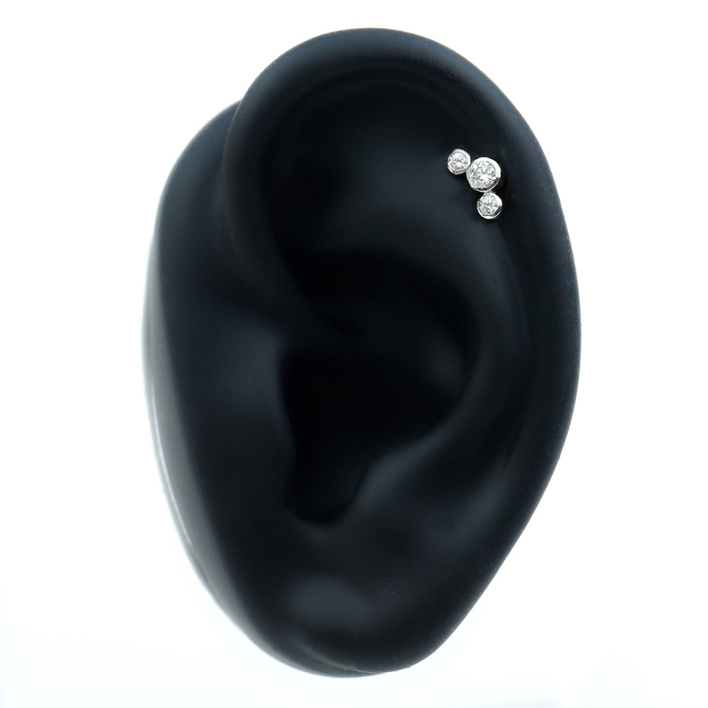 Certified Moissanite Three Stone Crawler Helix Earring