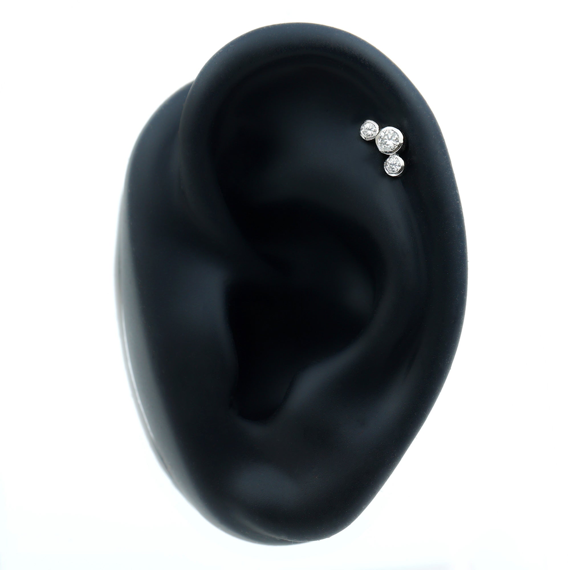 Certified Moissanite Three Stone Crawler Helix Earring